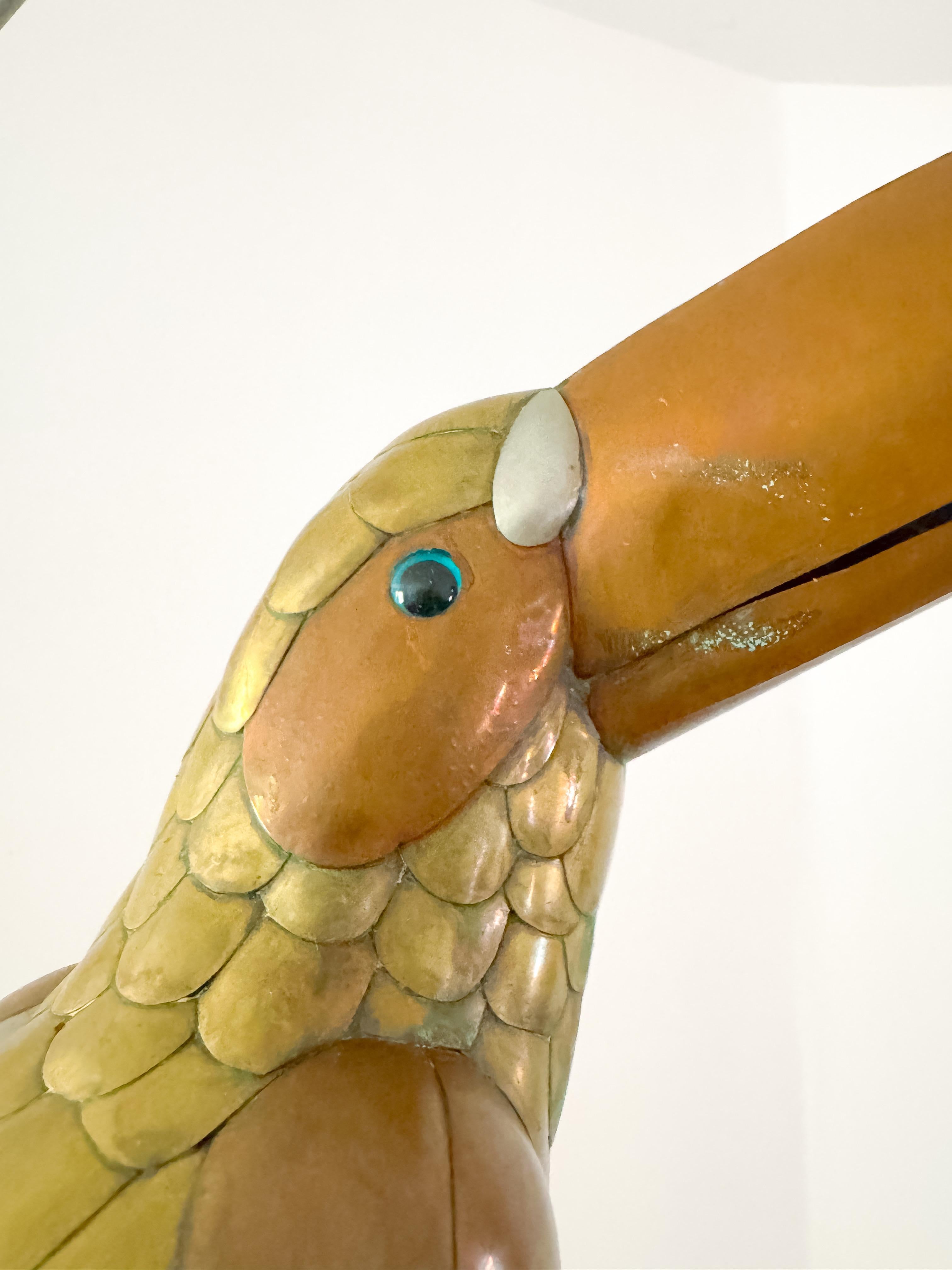 Mid Century Toucan Sculpture in the Style of Sergio Bustamante Mixed Metals 1970 For Sale 6