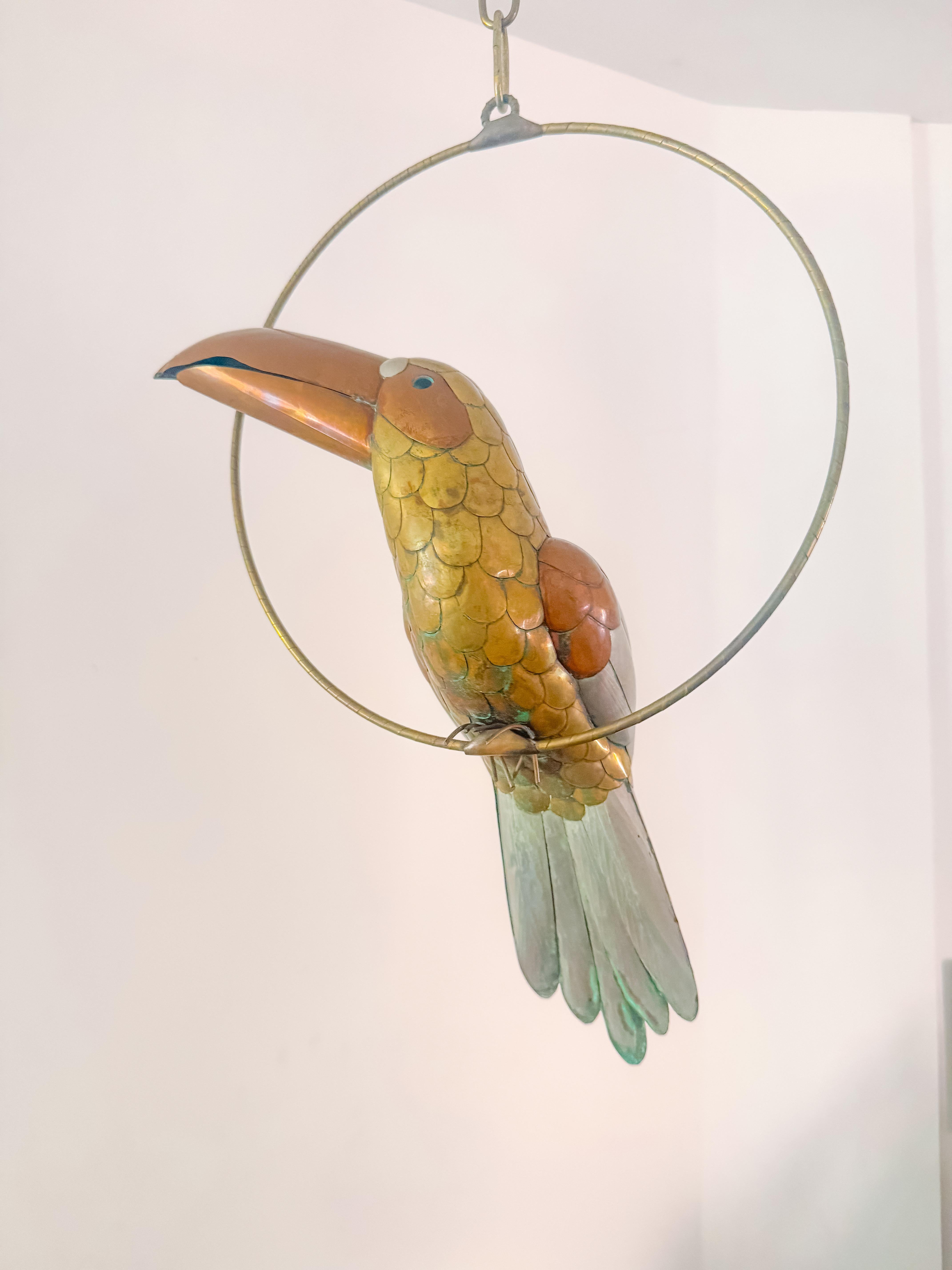 20th Century Mid Century Toucan Sculpture in the Style of Sergio Bustamante Mixed Metals 1970 For Sale