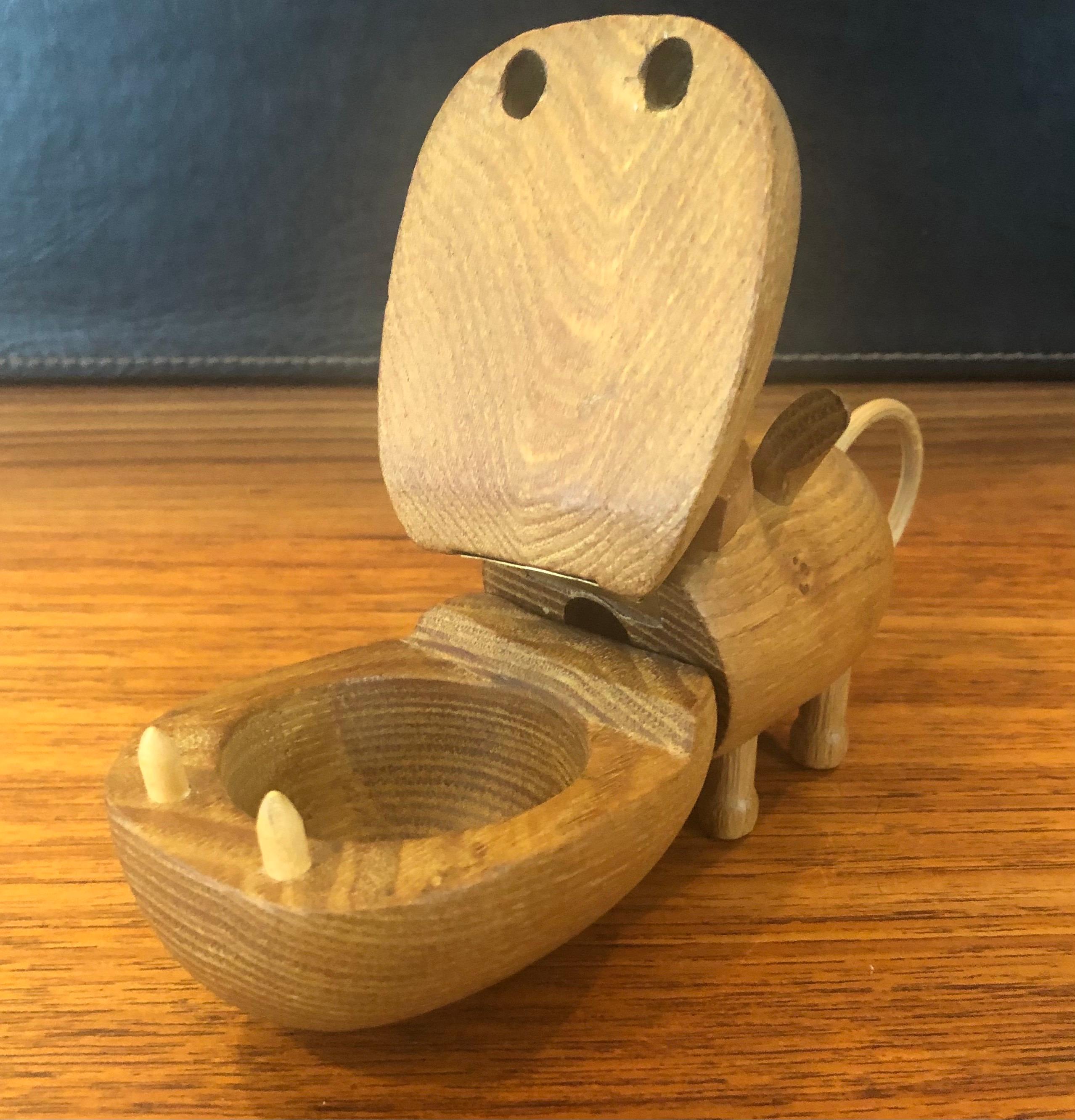 Midcentury Toy Hippo Trinket Box in the Style of Kay Bojesen for Zoo-Line In Good Condition In San Diego, CA