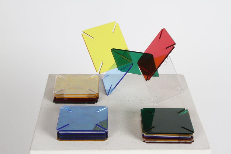 Mid-Century Toy Play Panels Interlocking Colored Lucite Squares by Childcraft  In Good Condition For Sale In St. Louis, MO