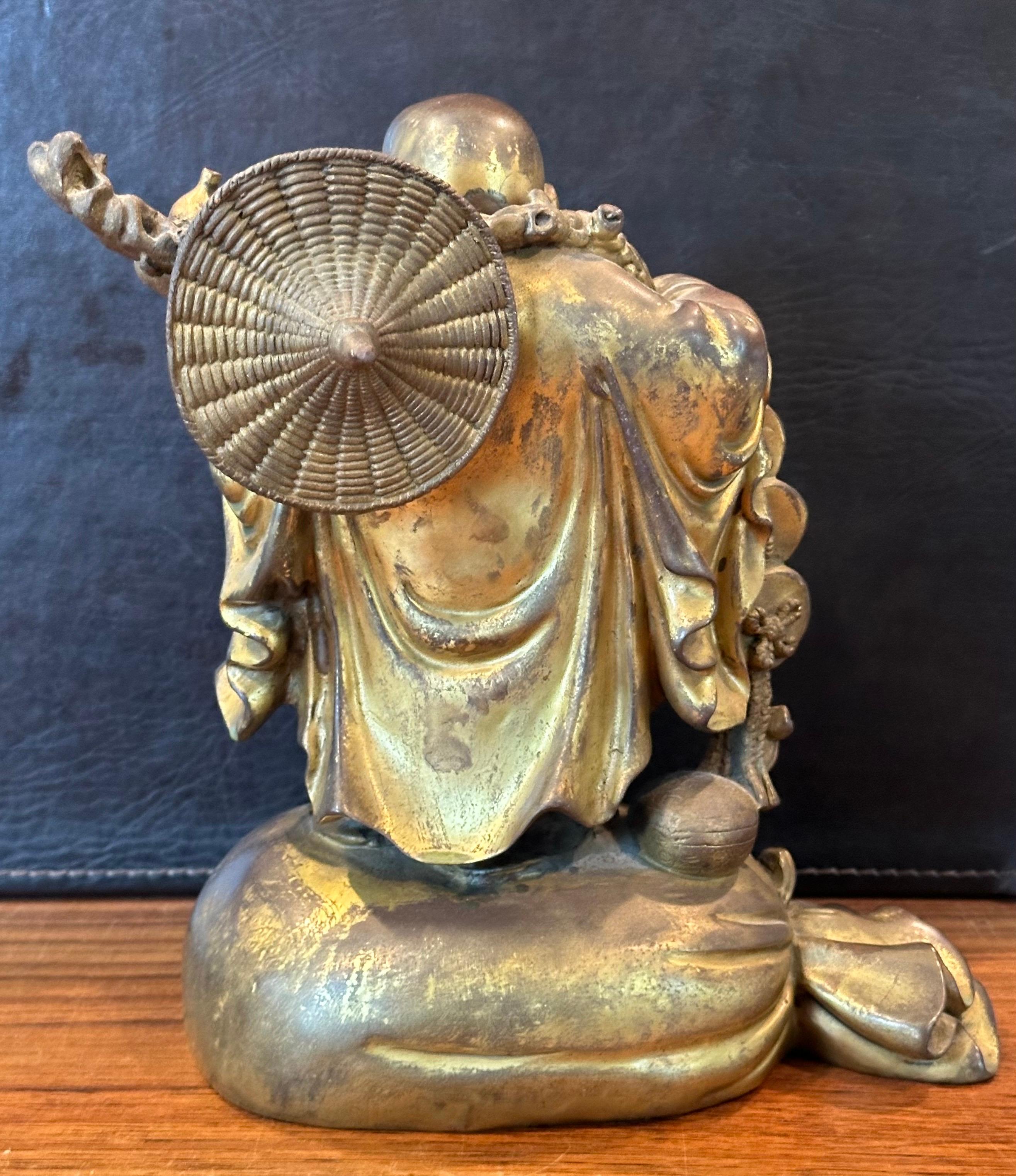 Scultura tradizionale in bronzo di metà secolo Hotei / 