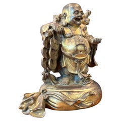 Mid-Century Traditional Bronze Hotei / "Happy Buddha" Wandering Monk Sculpture