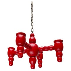 Mid-Century Traditional Swedish Candle Holder Chandelier Pendant, 1960s