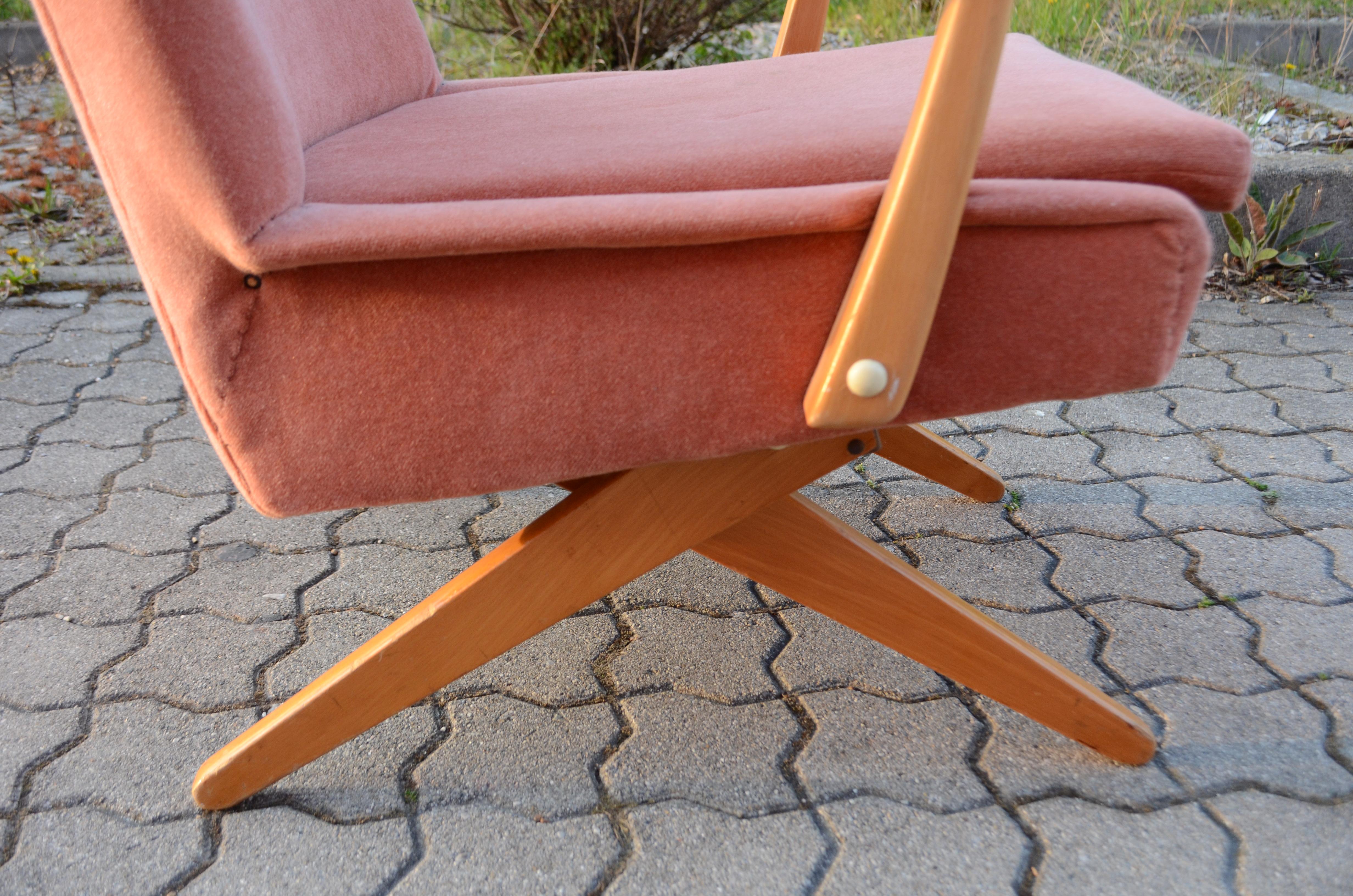 Mid-Century Modern Mid Century Transformable Scissor Easy Chair For Sale