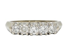 Mid-Century Transitional Diamond 14K Gold Vintage Fishtail Wedding Band Ring