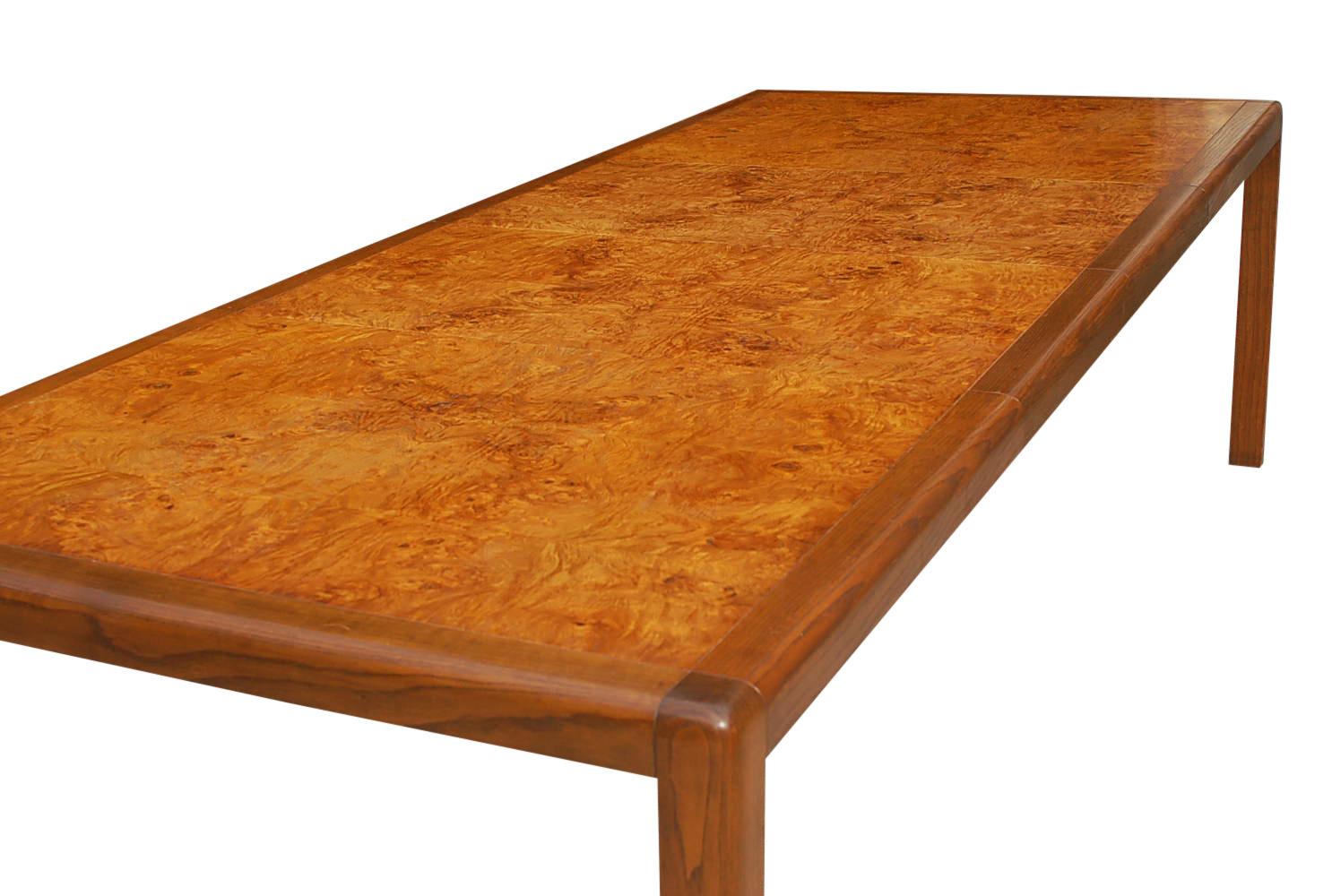 Midcentury Transitional Modern Oak and Walnut Burl Rectangular Dining Table 3