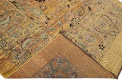 Handgefertigter, geblümter Allover-Teppich aus brauner Wolle von Apadana, Mid-Century