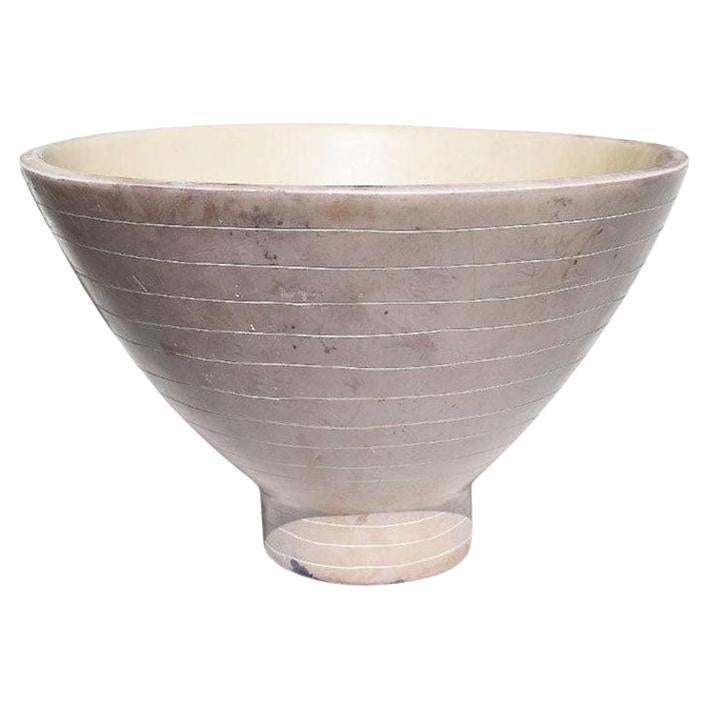 Mid-Century Transitional Tall Purple Decorative Stoneware Bowl For Sale