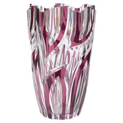 Mid Century Translucent Crystal & Violet Tourmaline Vase by Val St. Lambert