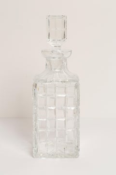 Mid-Century Transparent Crystal Glass Decanter with Stopper, Europe, 1960s