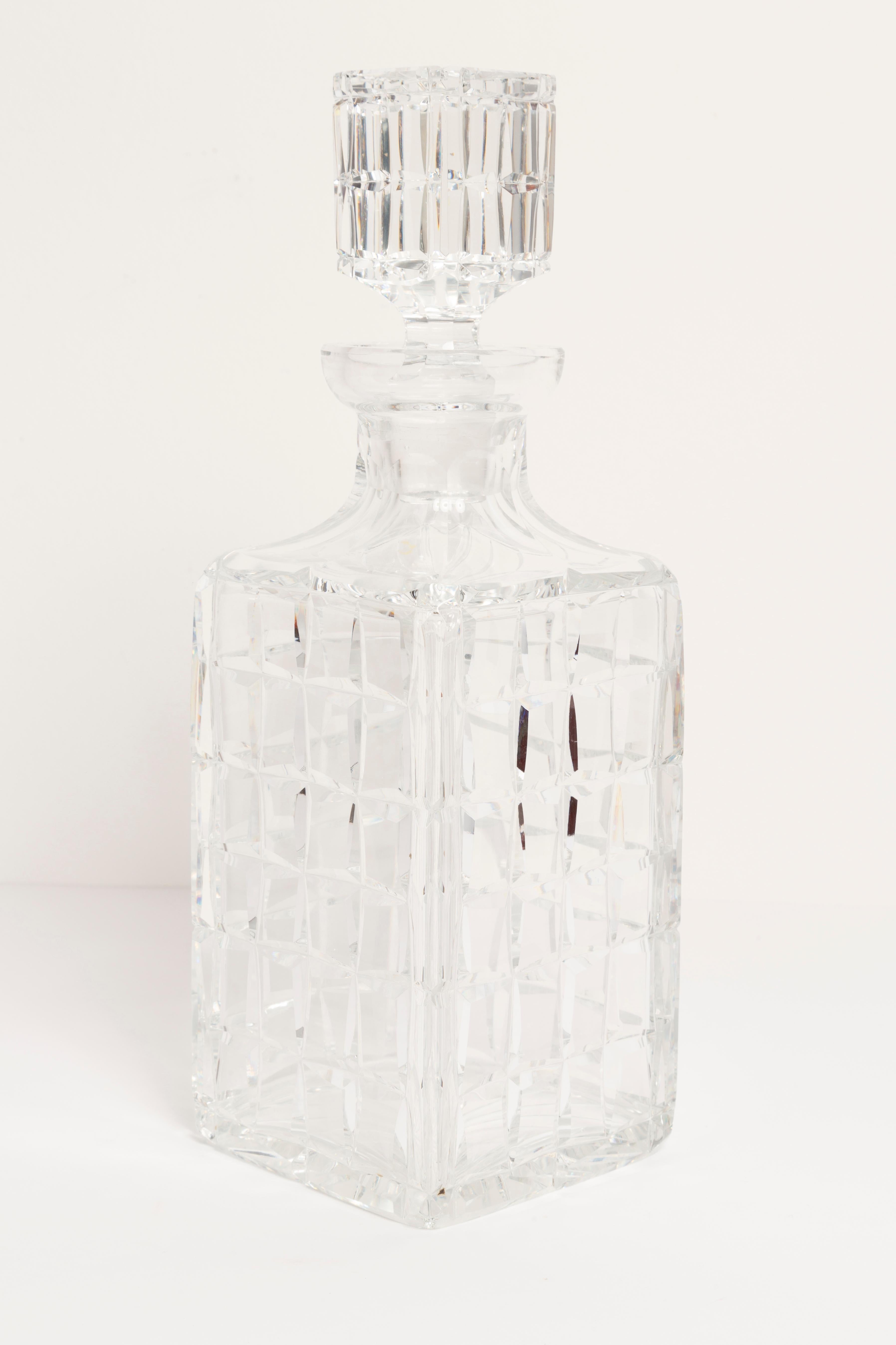 Mid-Century Modern Mid-Century Transparent Crystal Glass Decanter with Stopper, Europe, 1960s For Sale