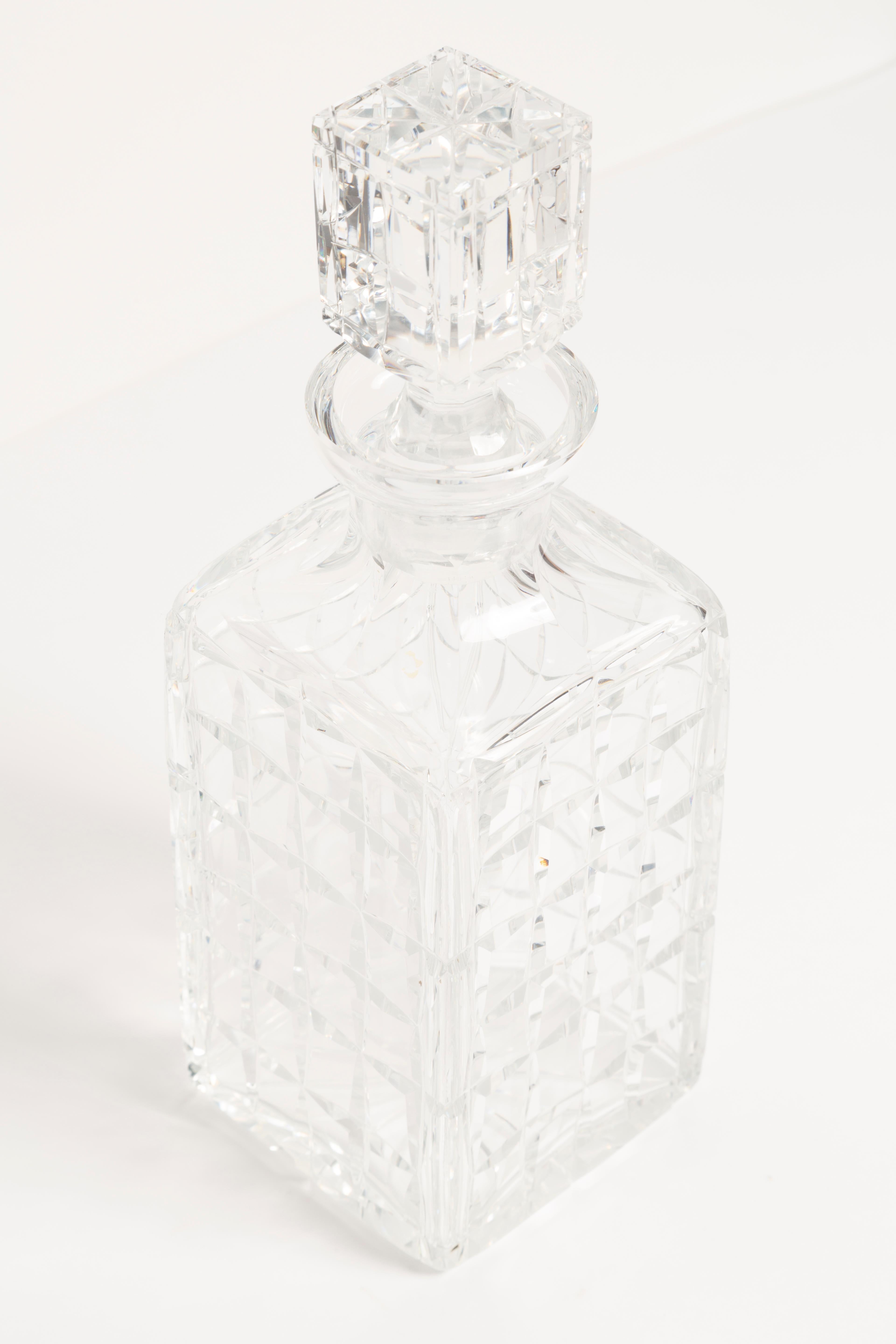 Mid-Century Transparent Crystal Glass Decanter with Stopper, Europe, 1960s For Sale 1