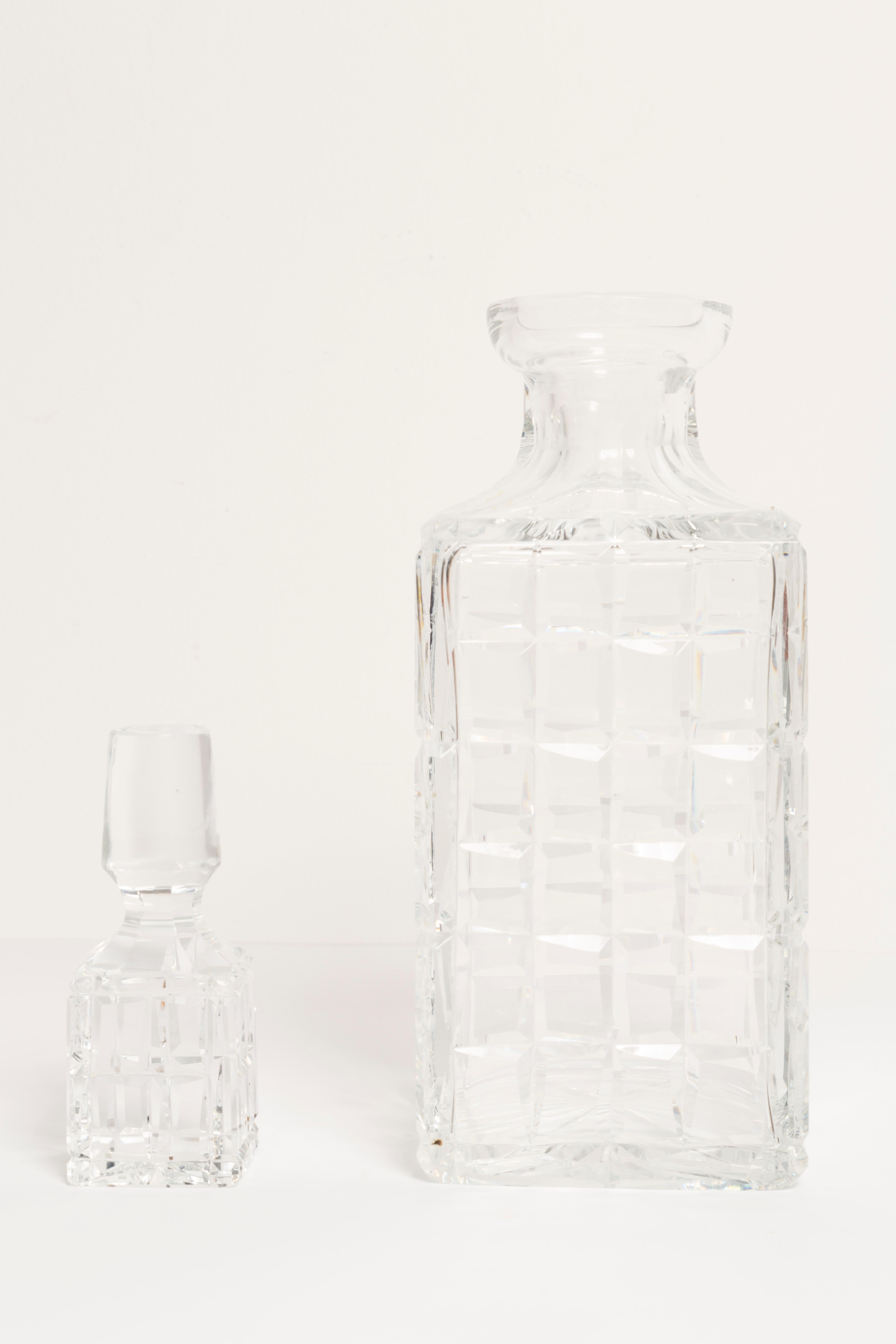 Mid-Century Transparent Crystal Glass Decanter with Stopper, Europe, 1960s For Sale 3