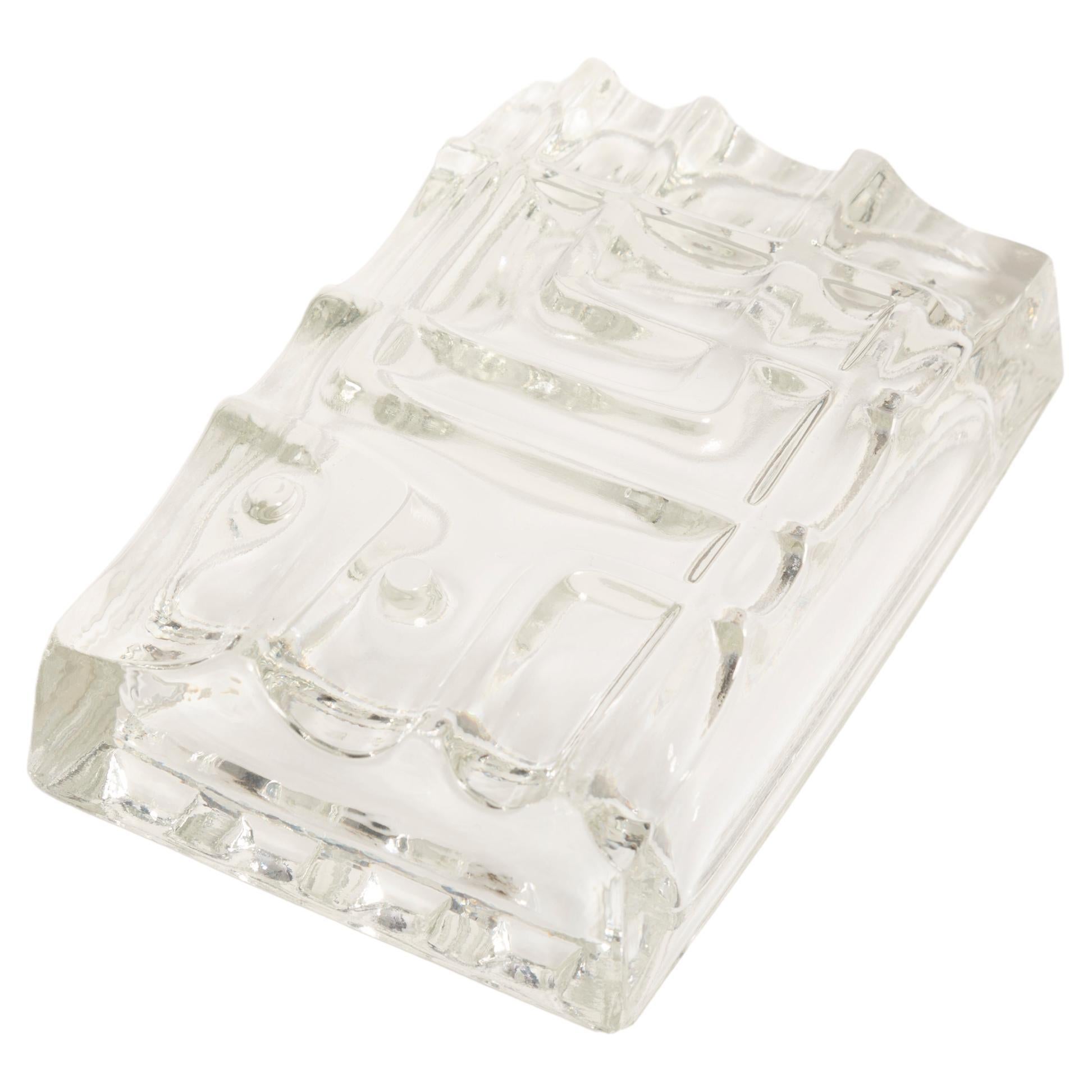 Elemento cenicero de cuenco de cristal transparente de mediados de siglo, Italia, 1970