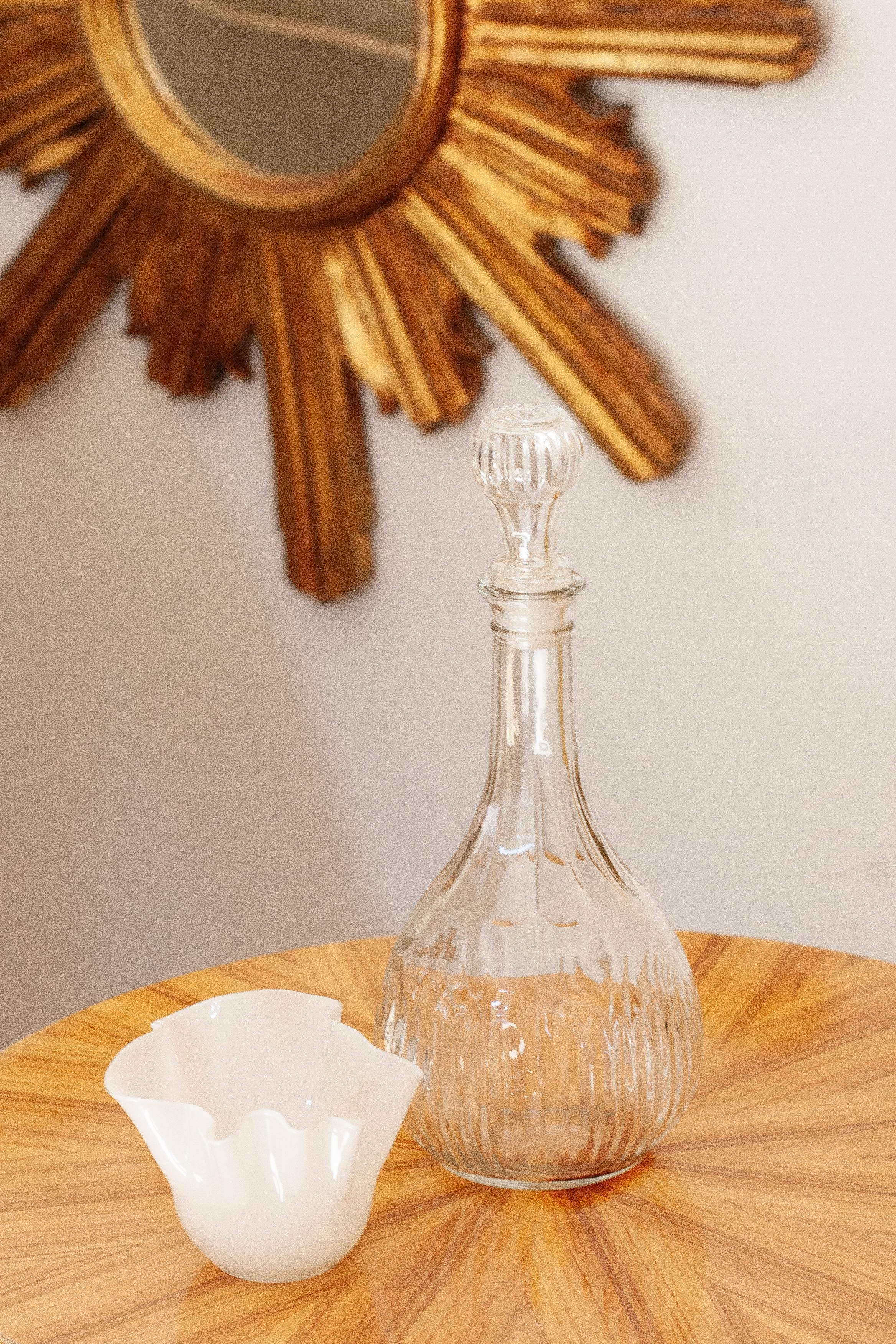 Mid-Century Transparent Glass Decanter with Stopper, Europe, 1960s For Sale 4