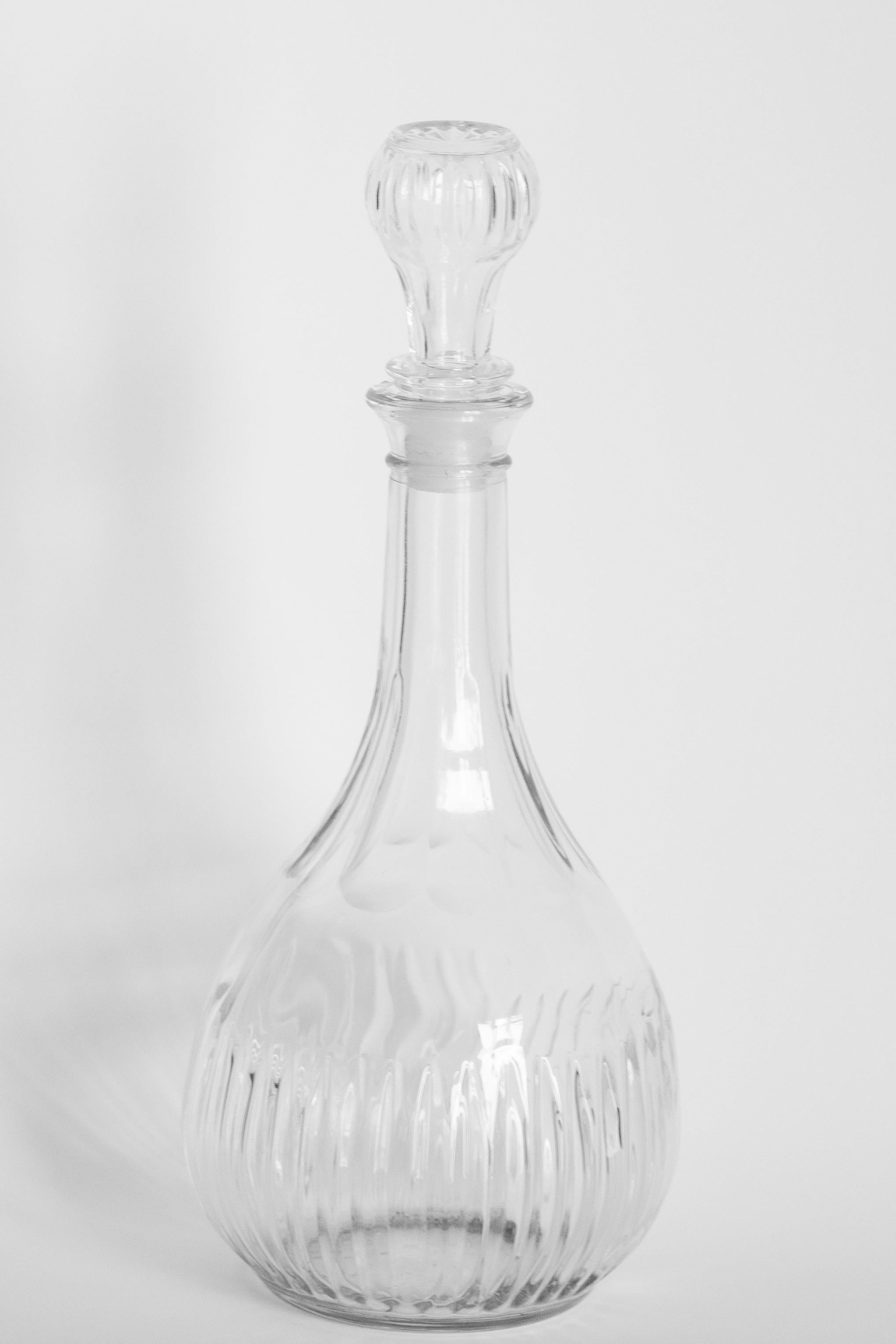 Mid-Century Modern Mid-Century Transparent Glass Decanter with Stopper, Europe, 1960s For Sale