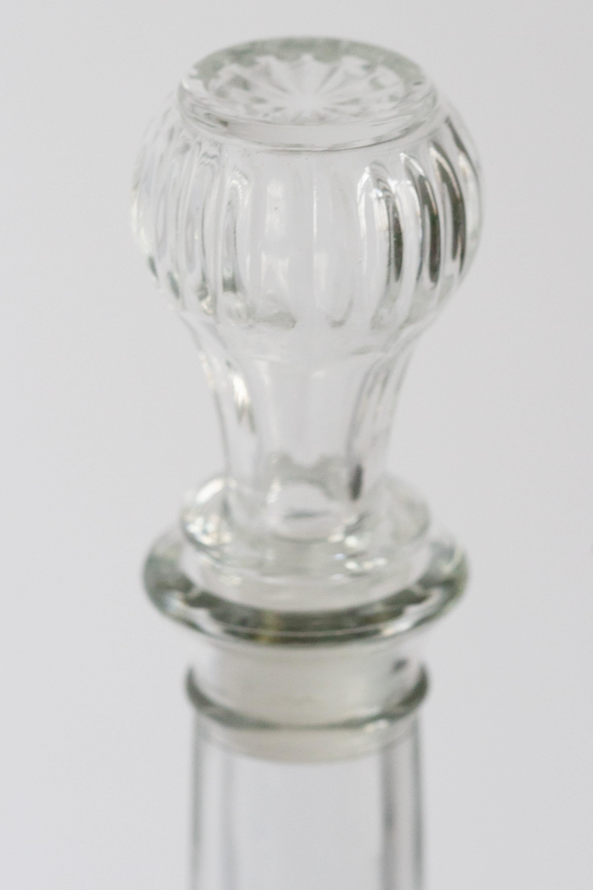 Italian Mid-Century Transparent Glass Decanter with Stopper, Europe, 1960s For Sale