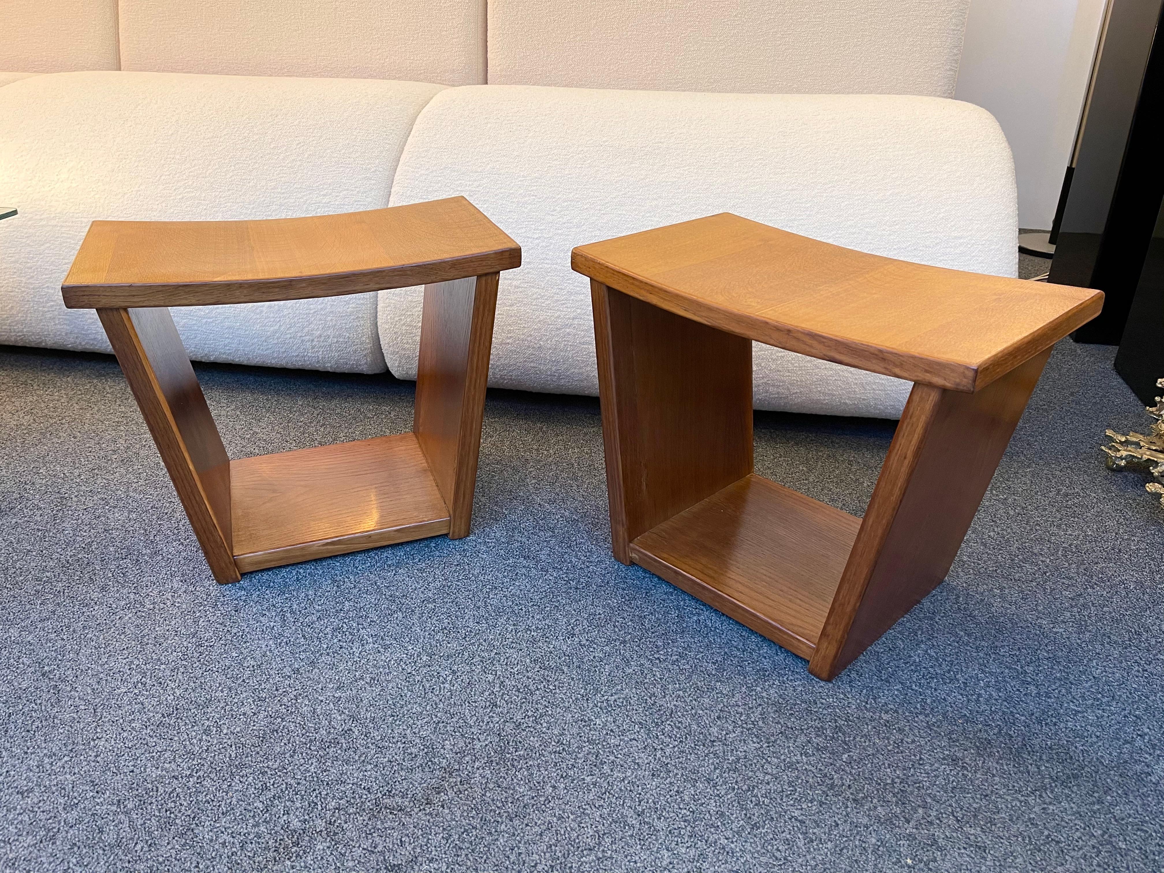 Mid Century Trapeze Wood Stools, Italy, 1950s For Sale 4