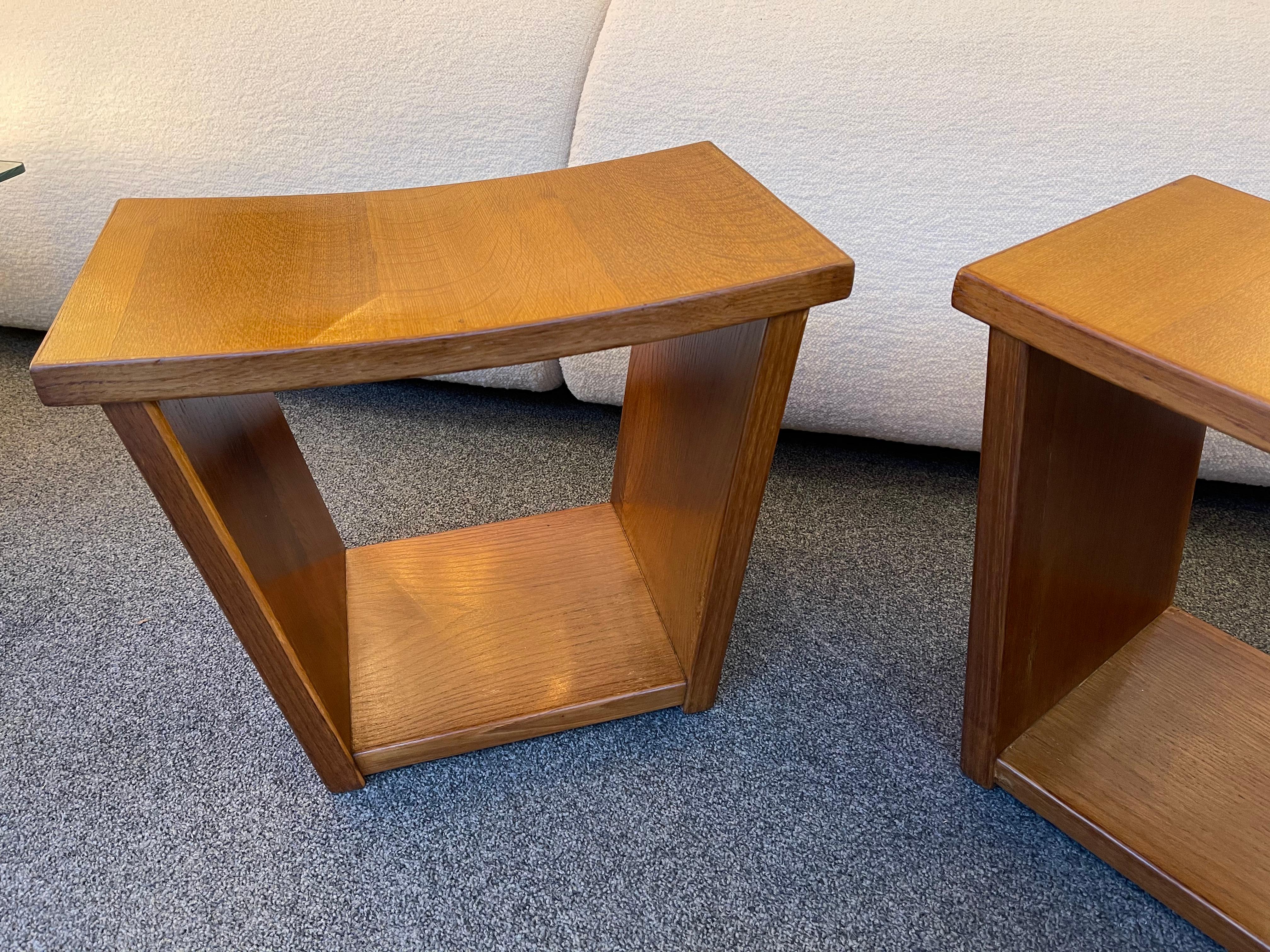 Mid-Century Modern Mid Century Trapeze Wood Stools, Italy, 1950s For Sale
