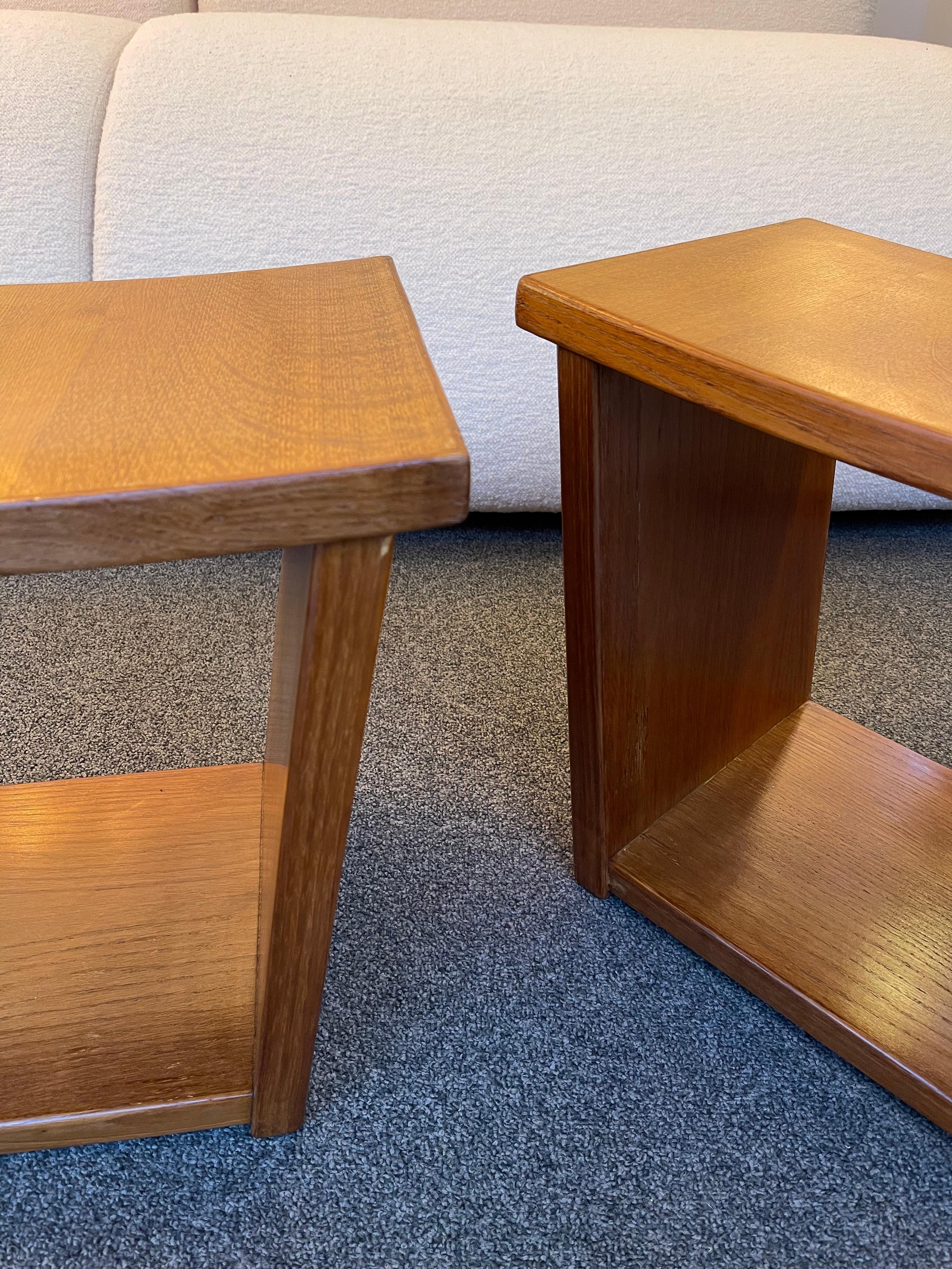 Mid Century Trapeze Wood Stools, Italy, 1950s For Sale 2