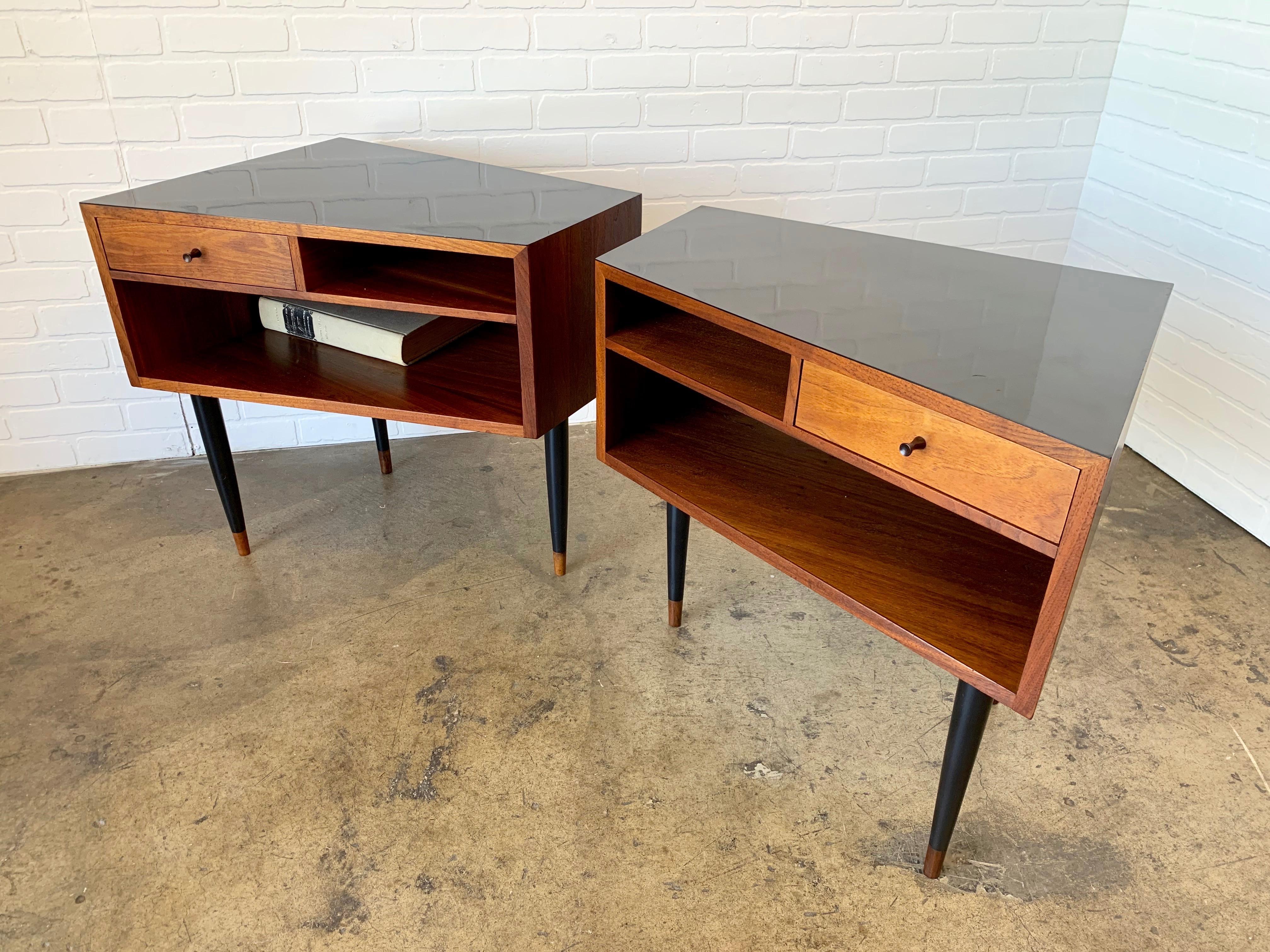 Midcentury Trapezoidal Shaped Nightstands 4
