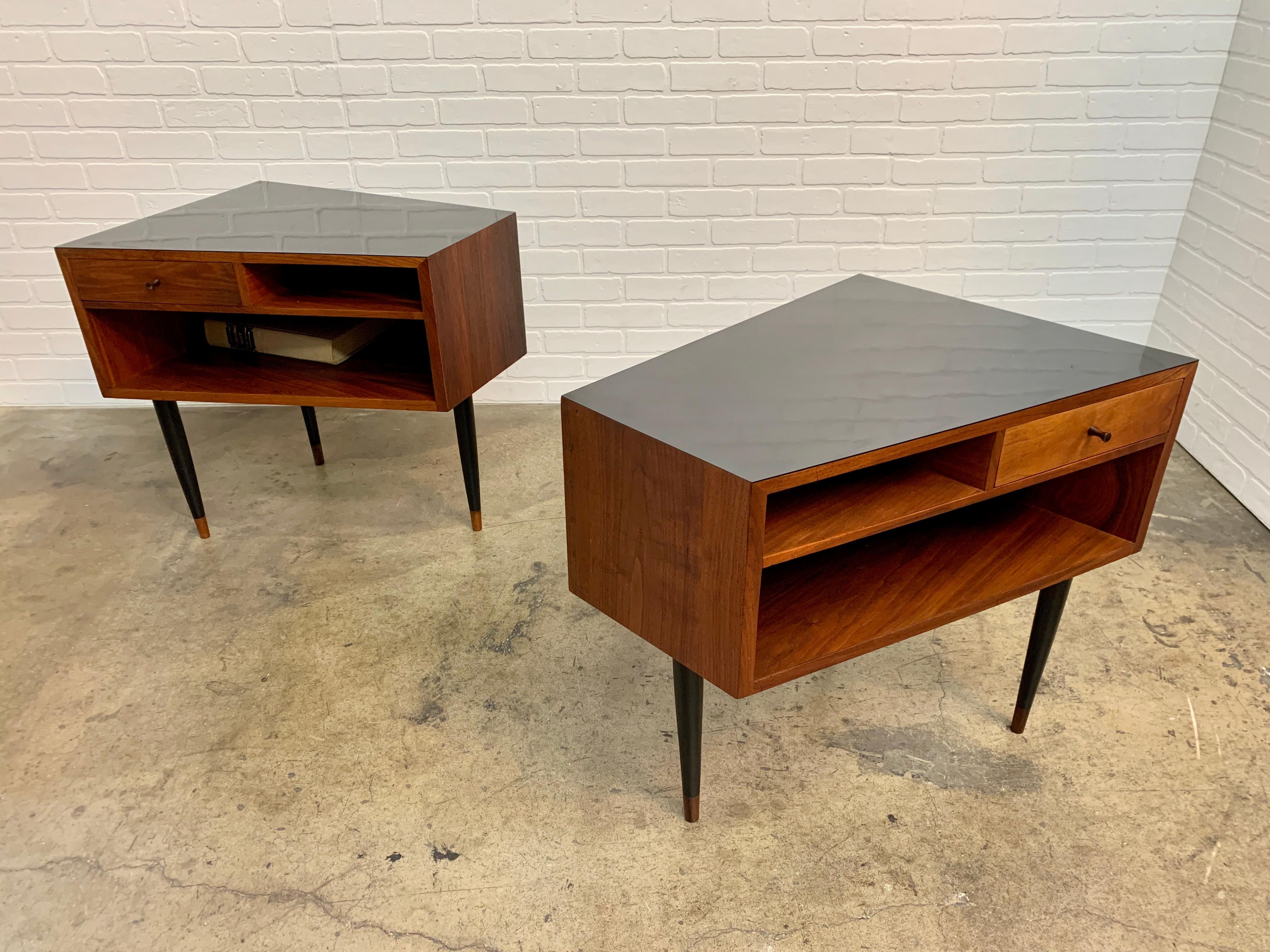 Midcentury Trapezoidal Shaped Nightstands 8