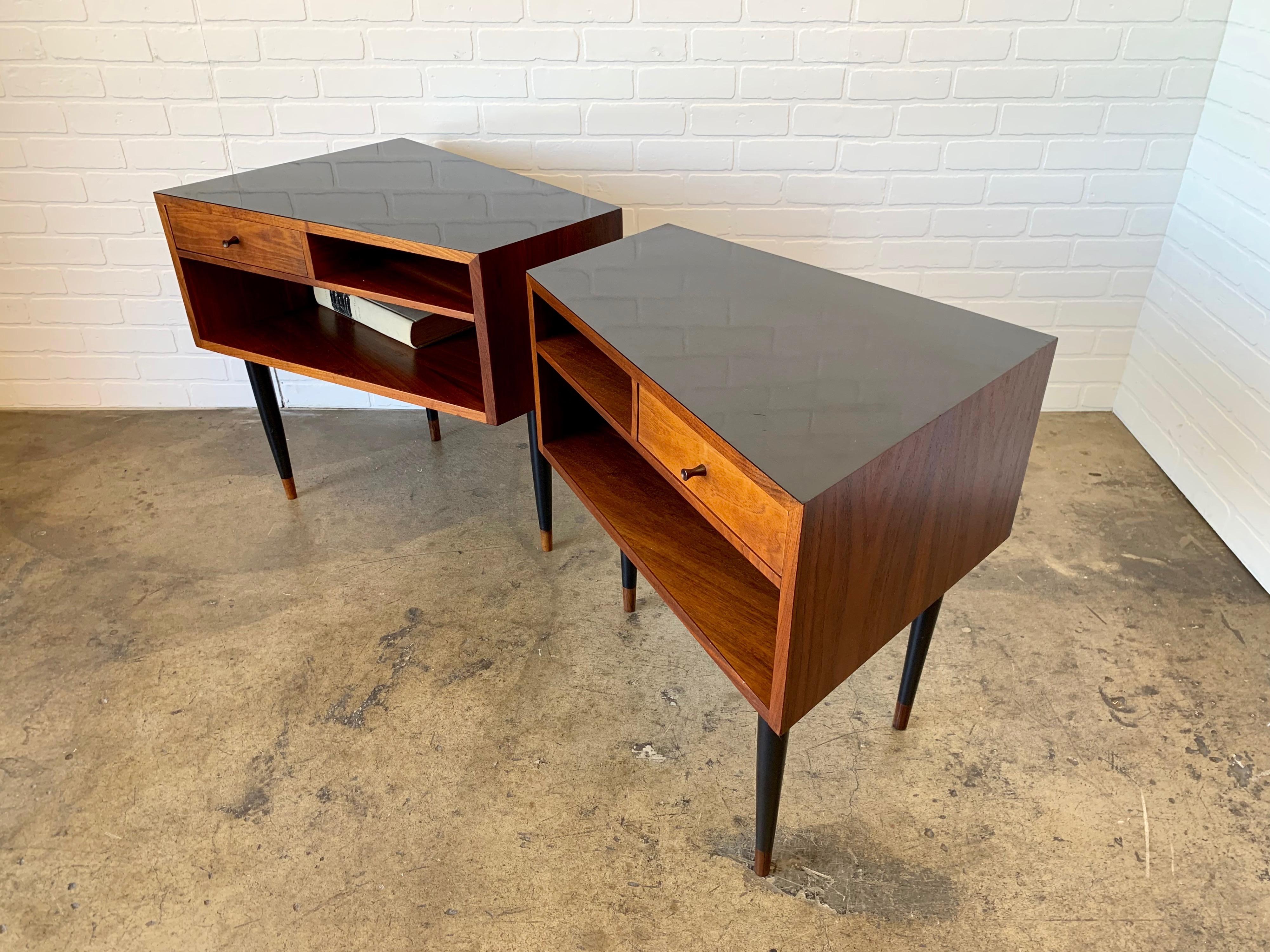 North American Midcentury Trapezoidal Shaped Nightstands