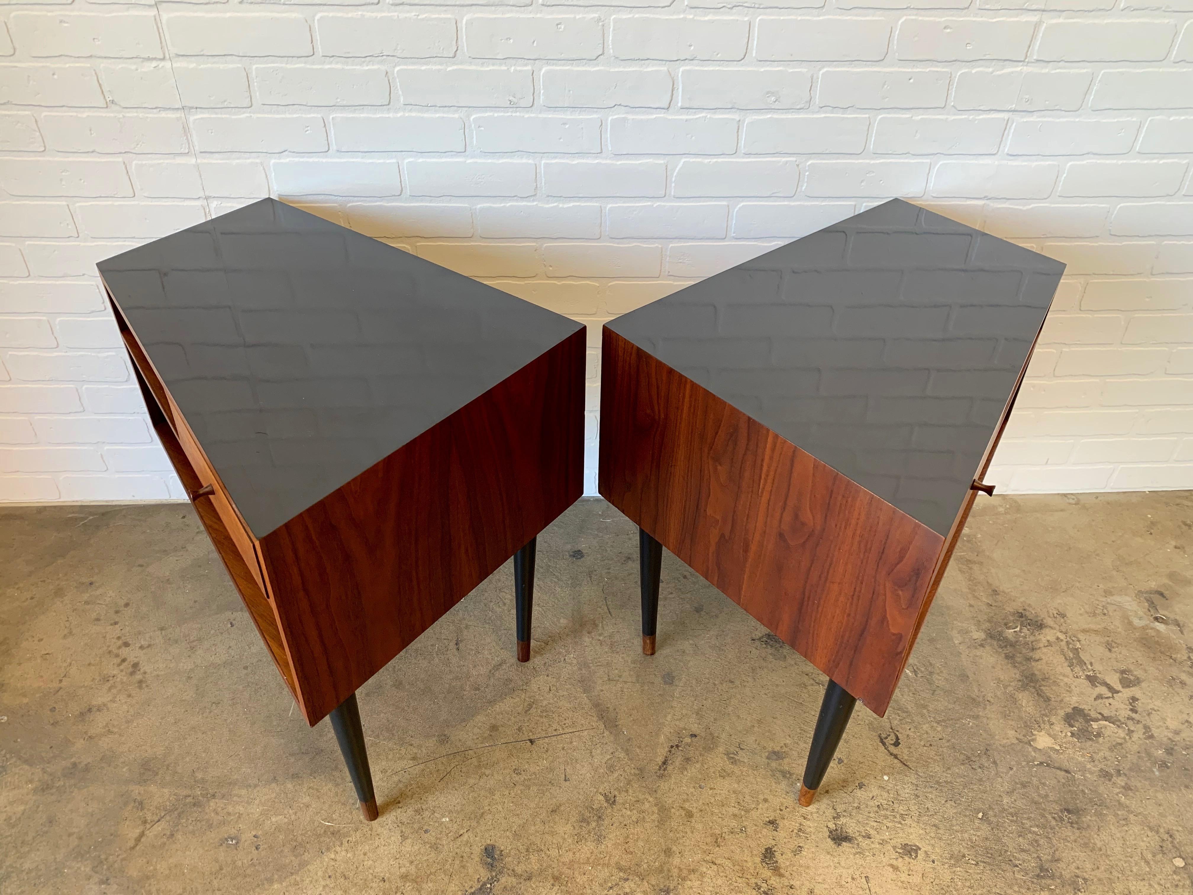 Midcentury Trapezoidal Shaped Nightstands 1