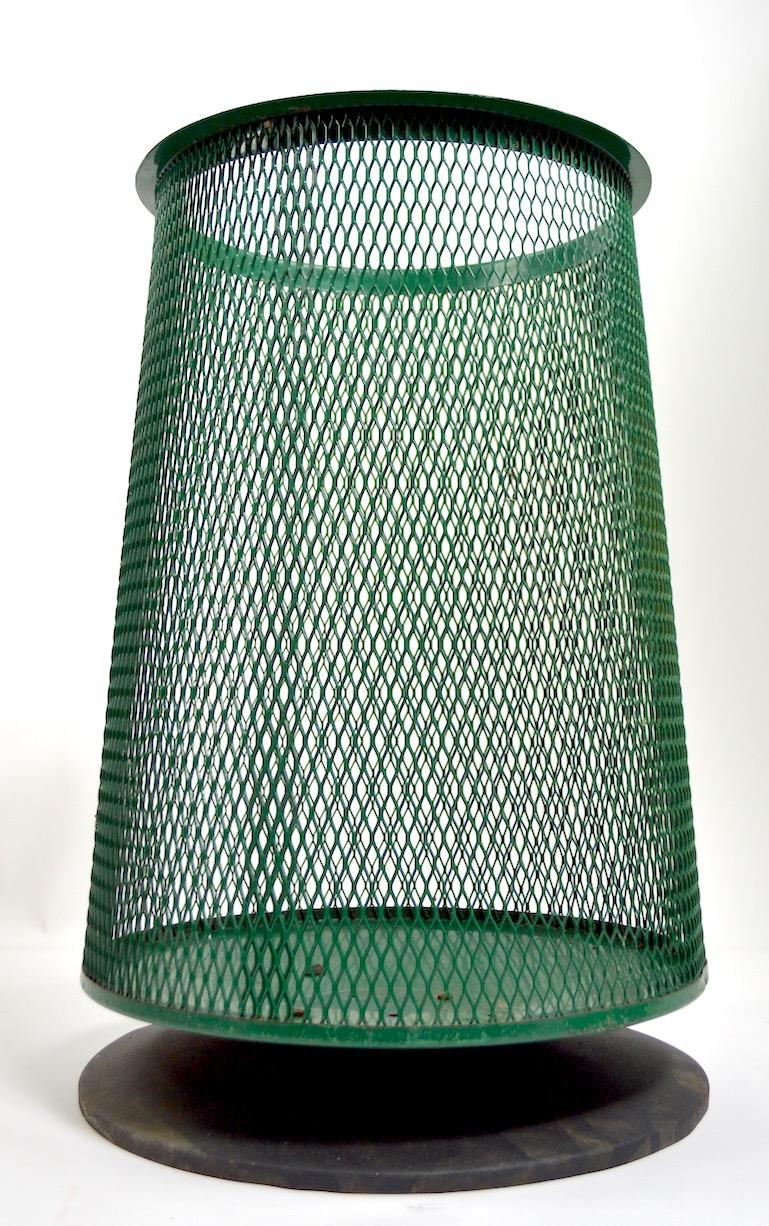 American Mid Century Trash Garbage Can with Metal Mesh