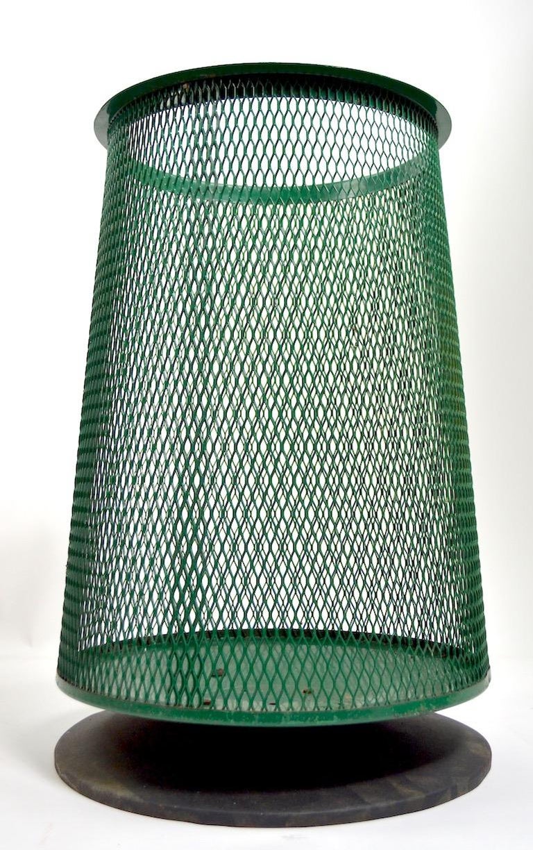 Mid Century Trash Garbage Can with Metal Mesh at 1stDibs