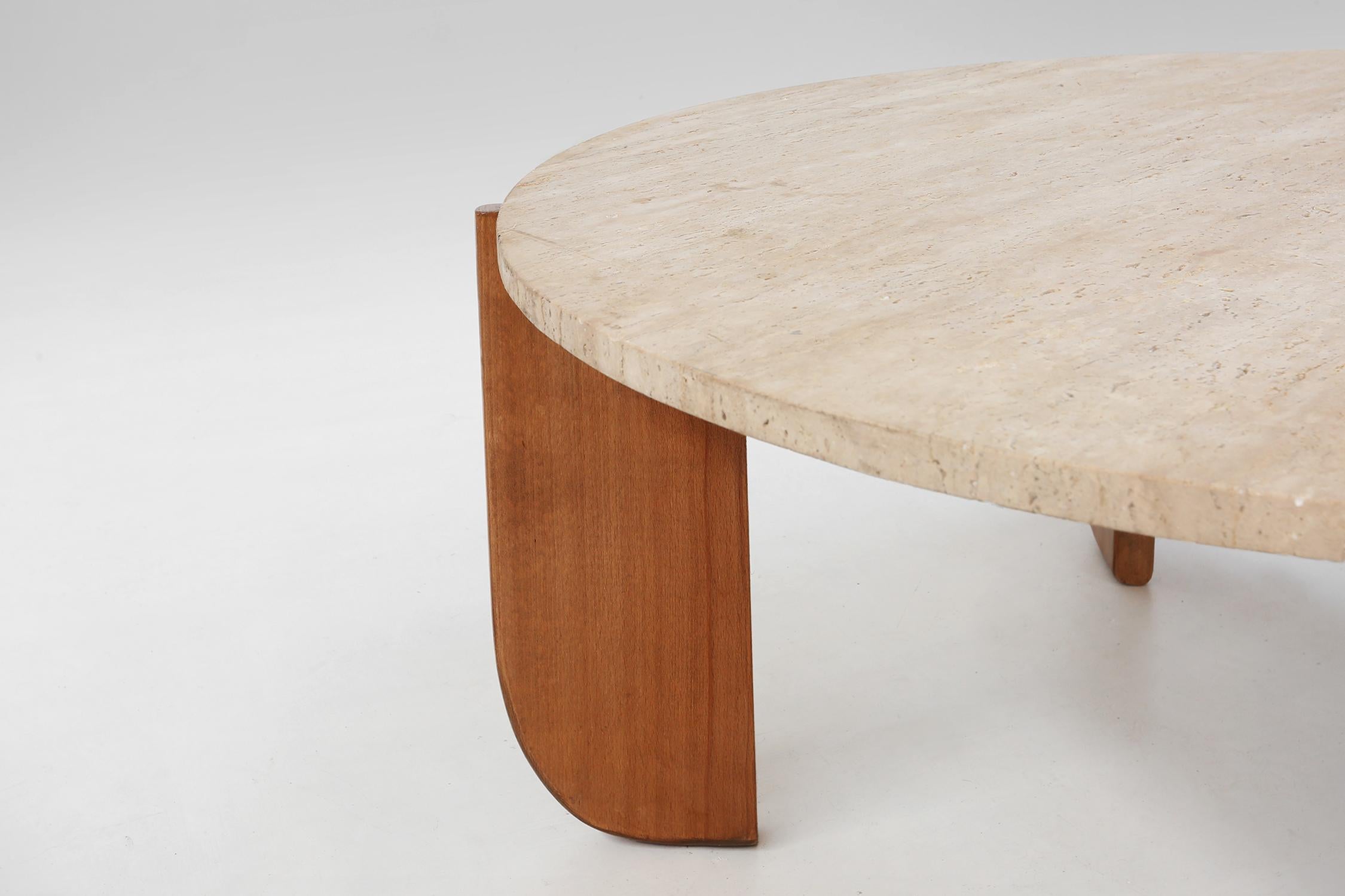 Mid-century travertin coffee table 1960 For Sale 2