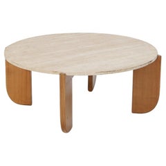 Table basse travertin du milieu du siècle 1960