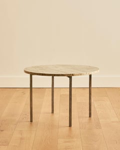 Mid Century Travertine and Chrome End Table