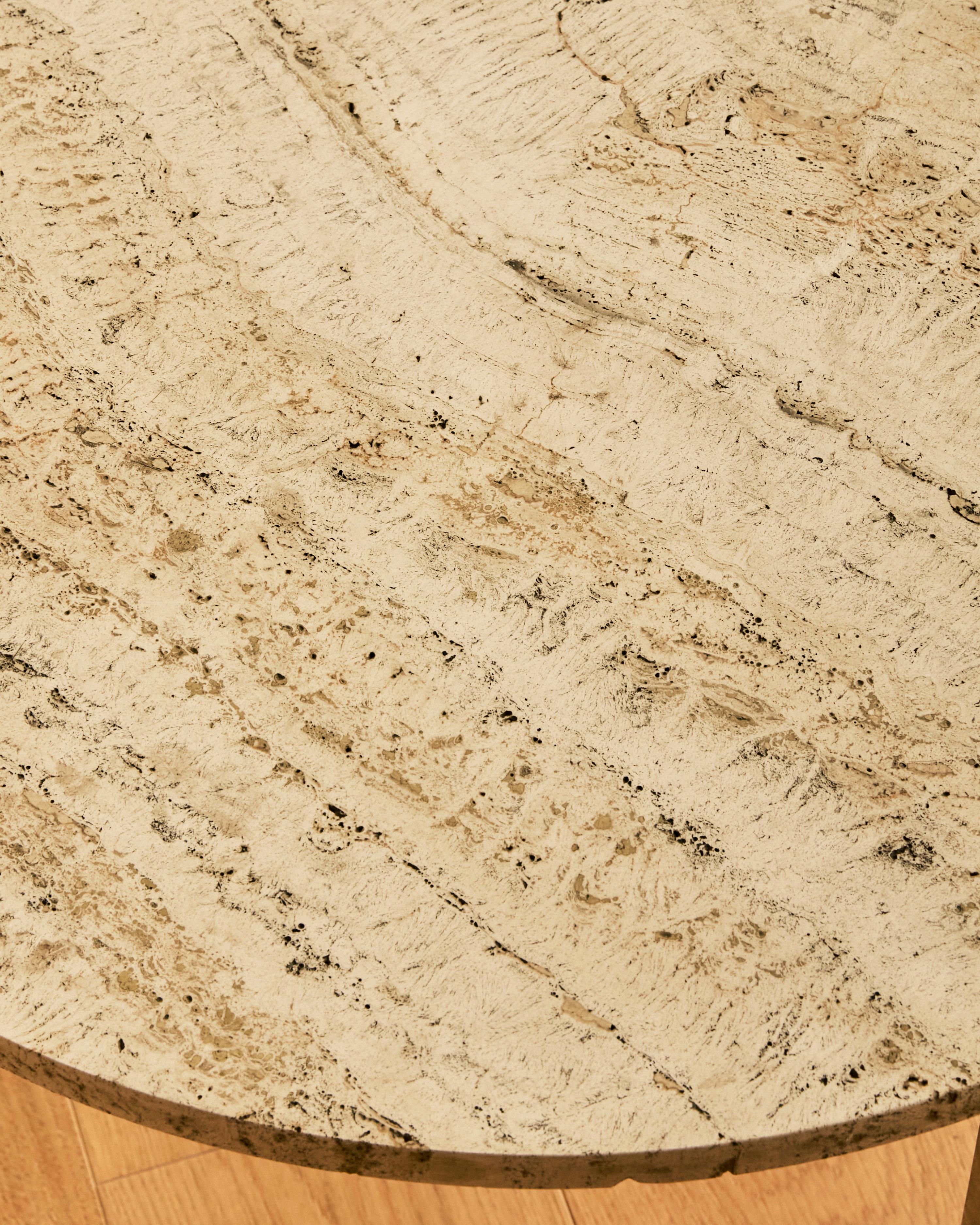 Mid Century Travertine and Chrome End Table im Angebot 1