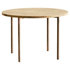 Mid Century Travertine and Chrome End Table