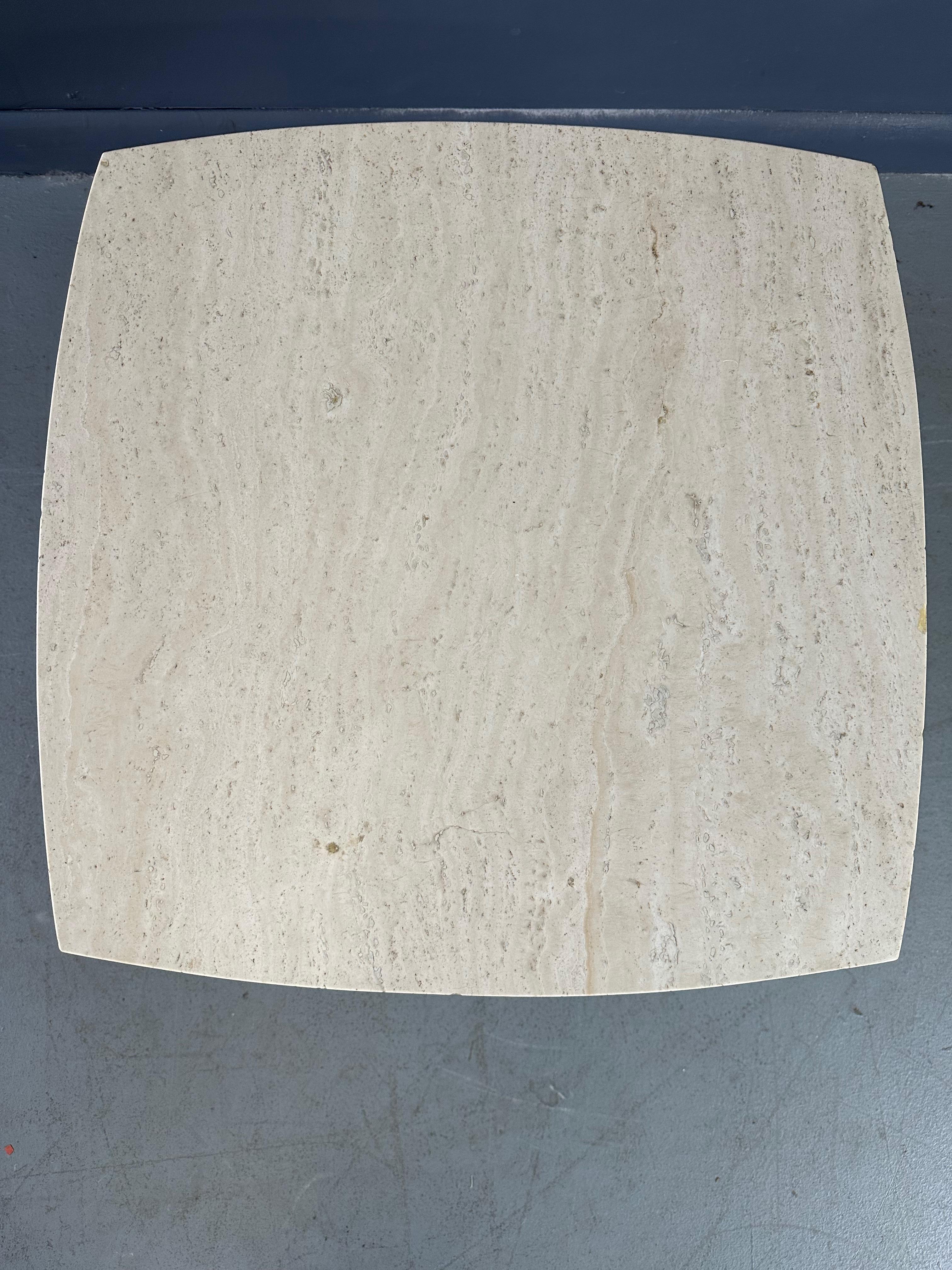 Mid Century Travertine and Walnut Side Tables by Drexel 3