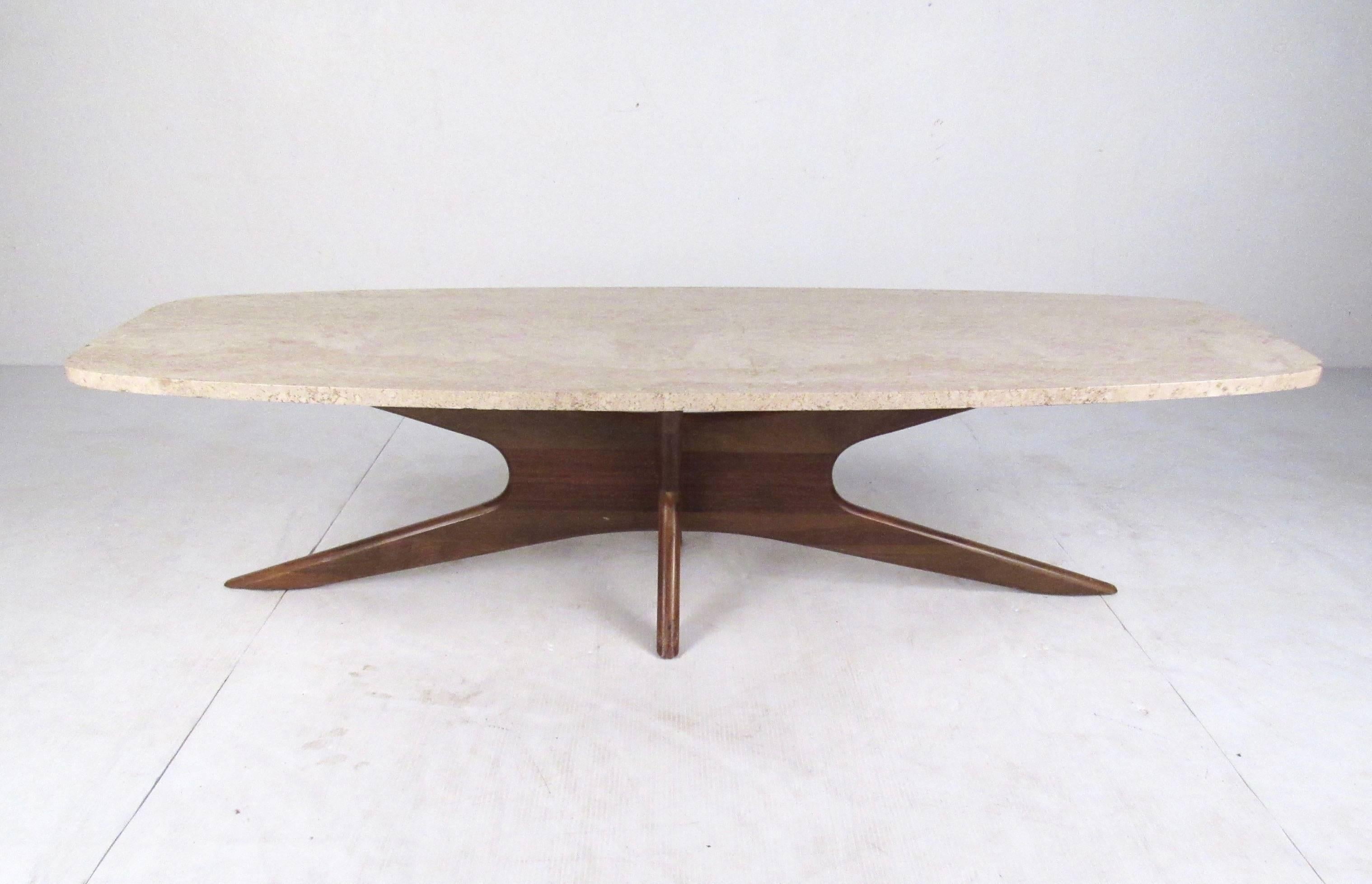 Mid-Century Modern Midcentury Travertine Coffee Table after Adrian Pearsall