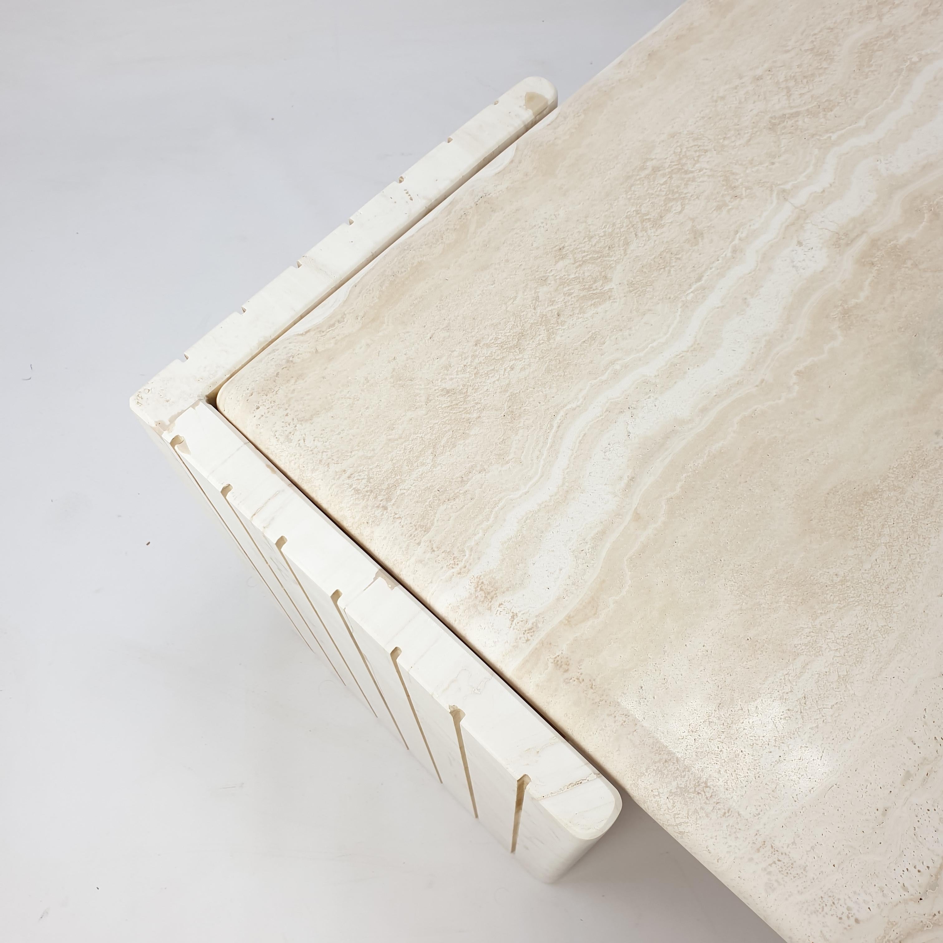 Mid-Century Travertine Coffee Table by Roche Bobois, 1980s 5