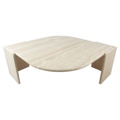 Mid-Century Travertine Coffee Table by Roche Bobois, 1980s