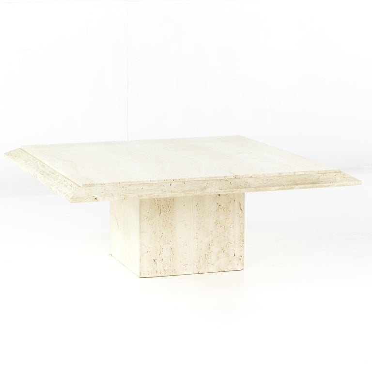 Mid Century Travertine Coffee Table For Sale at 1stDibs