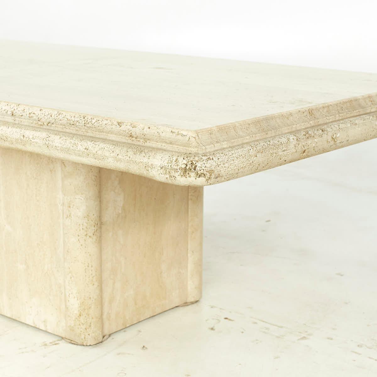 Mid Century Travertine Coffee Table In Good Condition For Sale In Countryside, IL