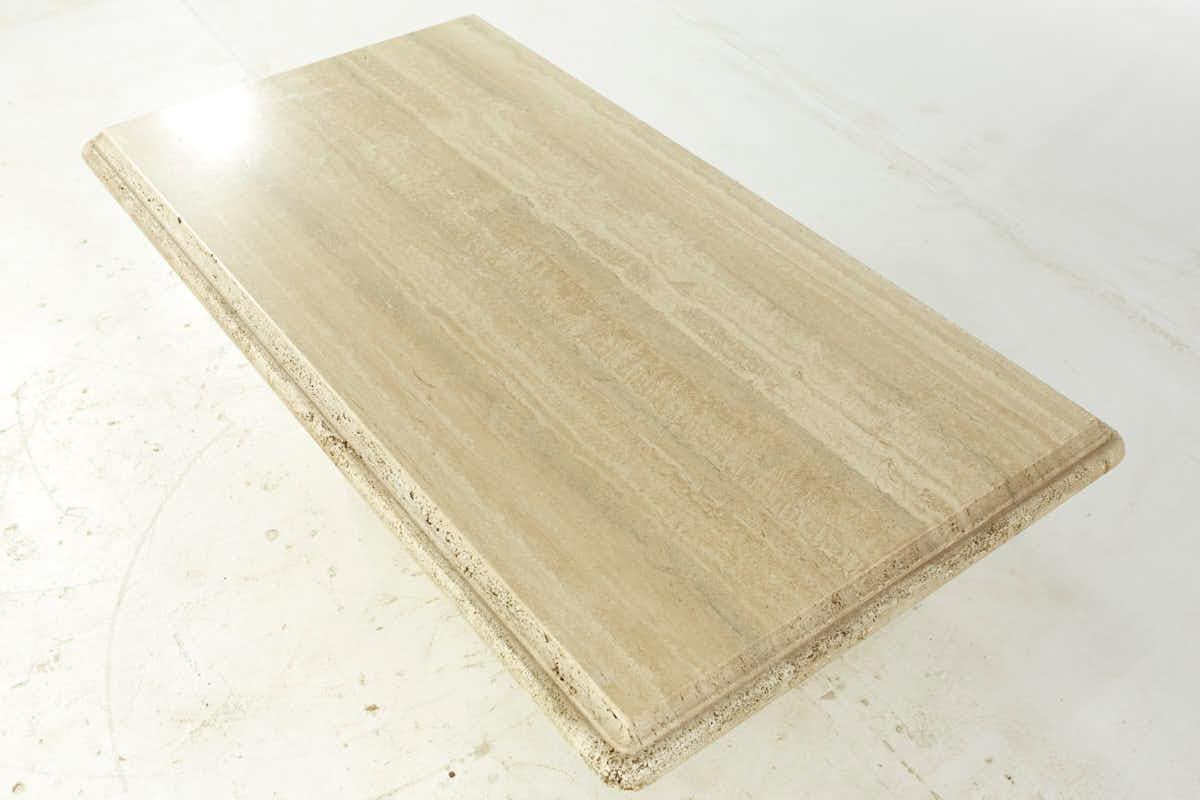 Late 20th Century Mid Century Travertine Coffee Table For Sale