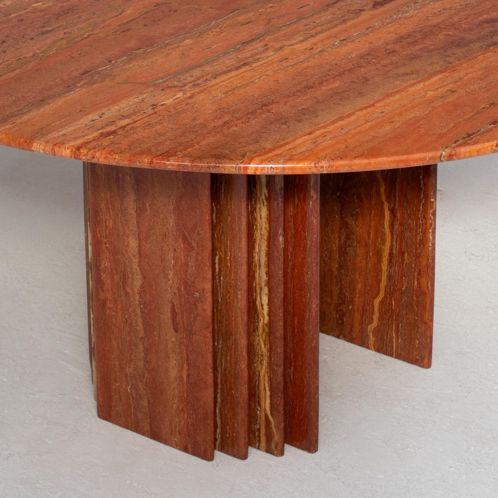 Mid-Century Travertine Dining Table in Rosso Travertino en vente 5