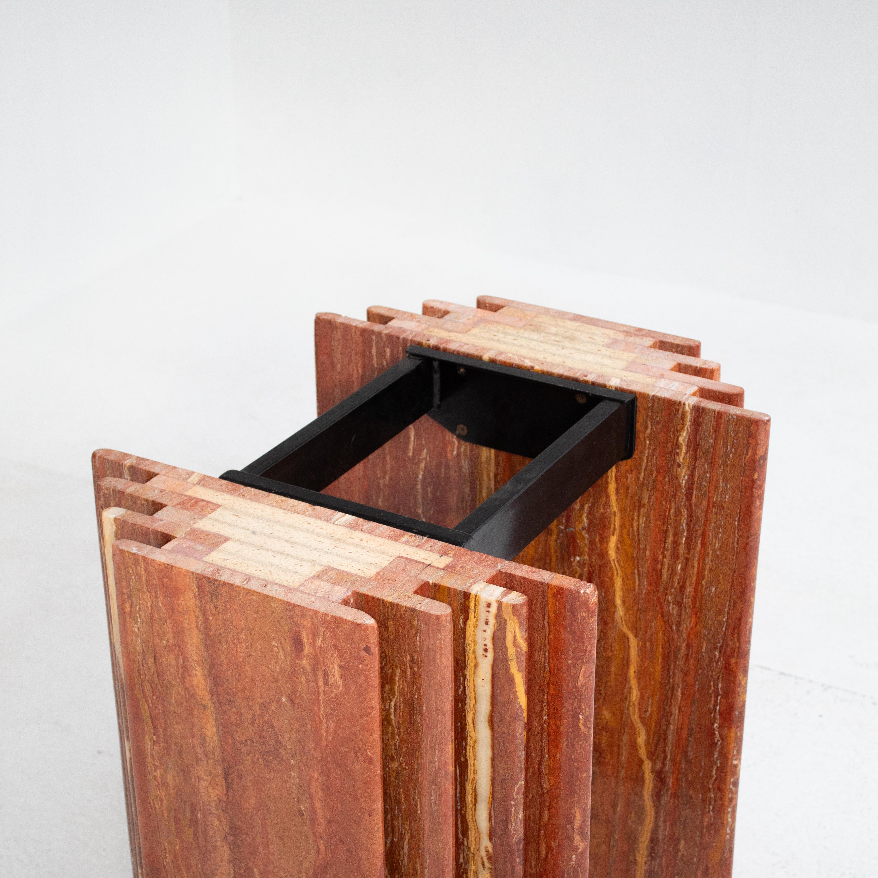 Mid-Century Travertine Dining Table in Rosso Travertino en vente 7