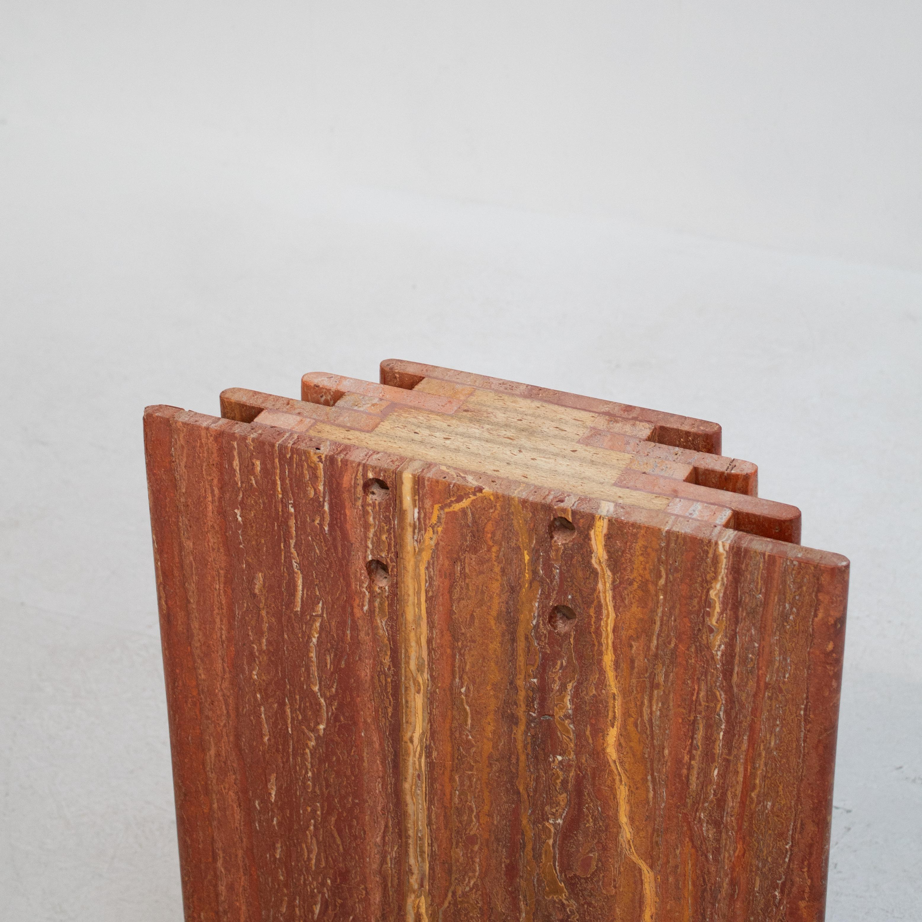 Mid-Century Modern Mid-Century Travertine Dining Table in Rosso Travertino en vente
