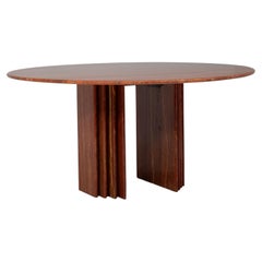 Mid-Century Travertine Dining Table in Rosso Travertino