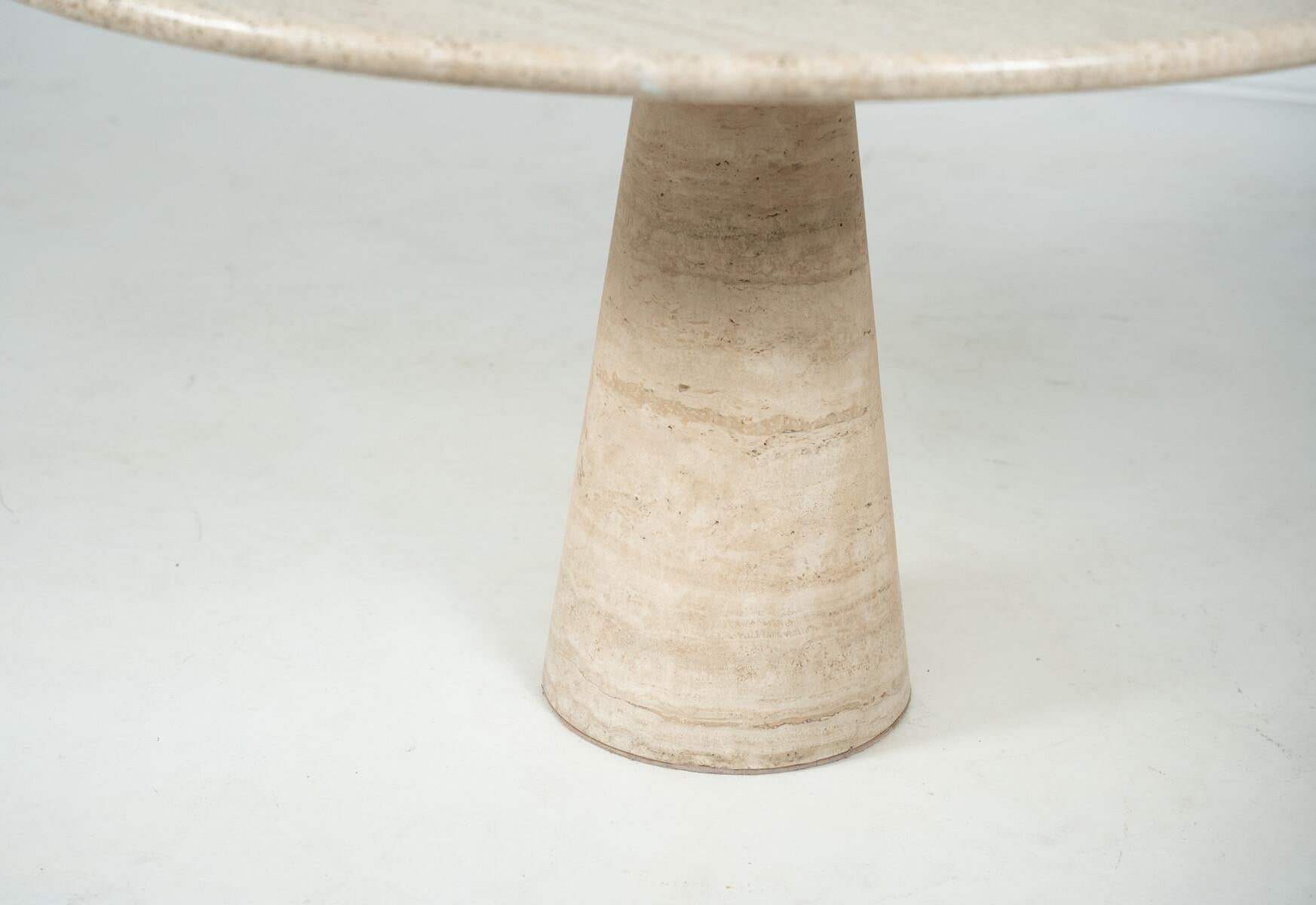 Travertin Table de salle à manger en travertin du milieu du siècle dans le style d'Angelo Mangiarotti, Italie, années 1970 en vente