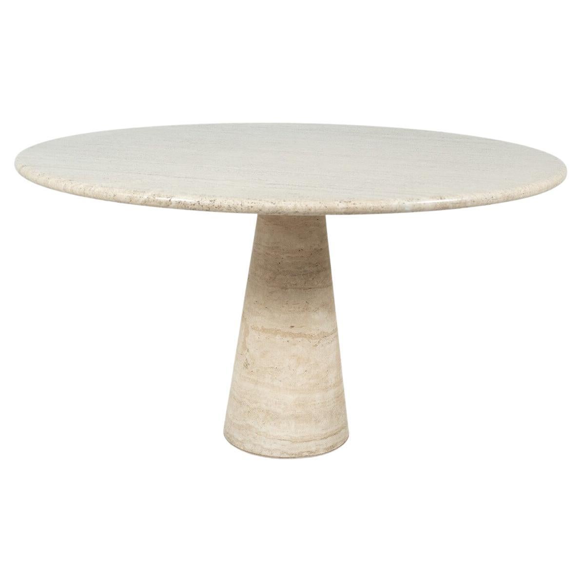 Mid-Century Travertine Dining Table in style of Angelo Mangiarotti, Italy, 1970s