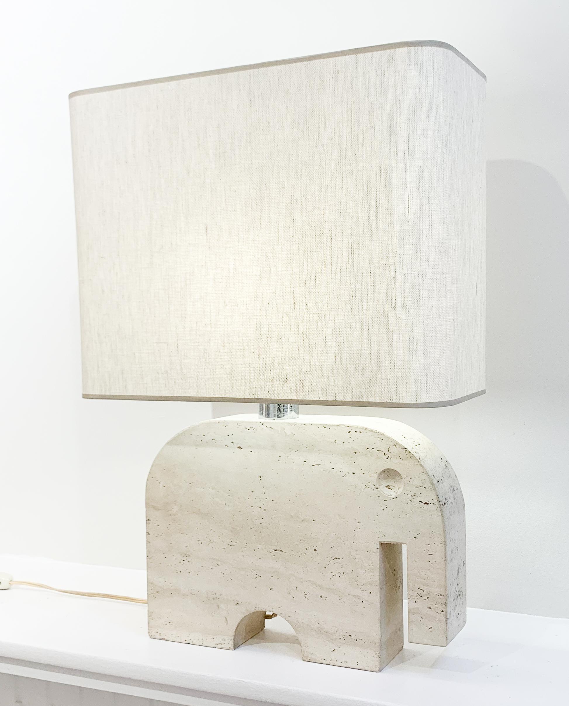 Mid-Century Travertine Elephant Table Lampe by Fratelli Mannelli for Signa For Sale 1