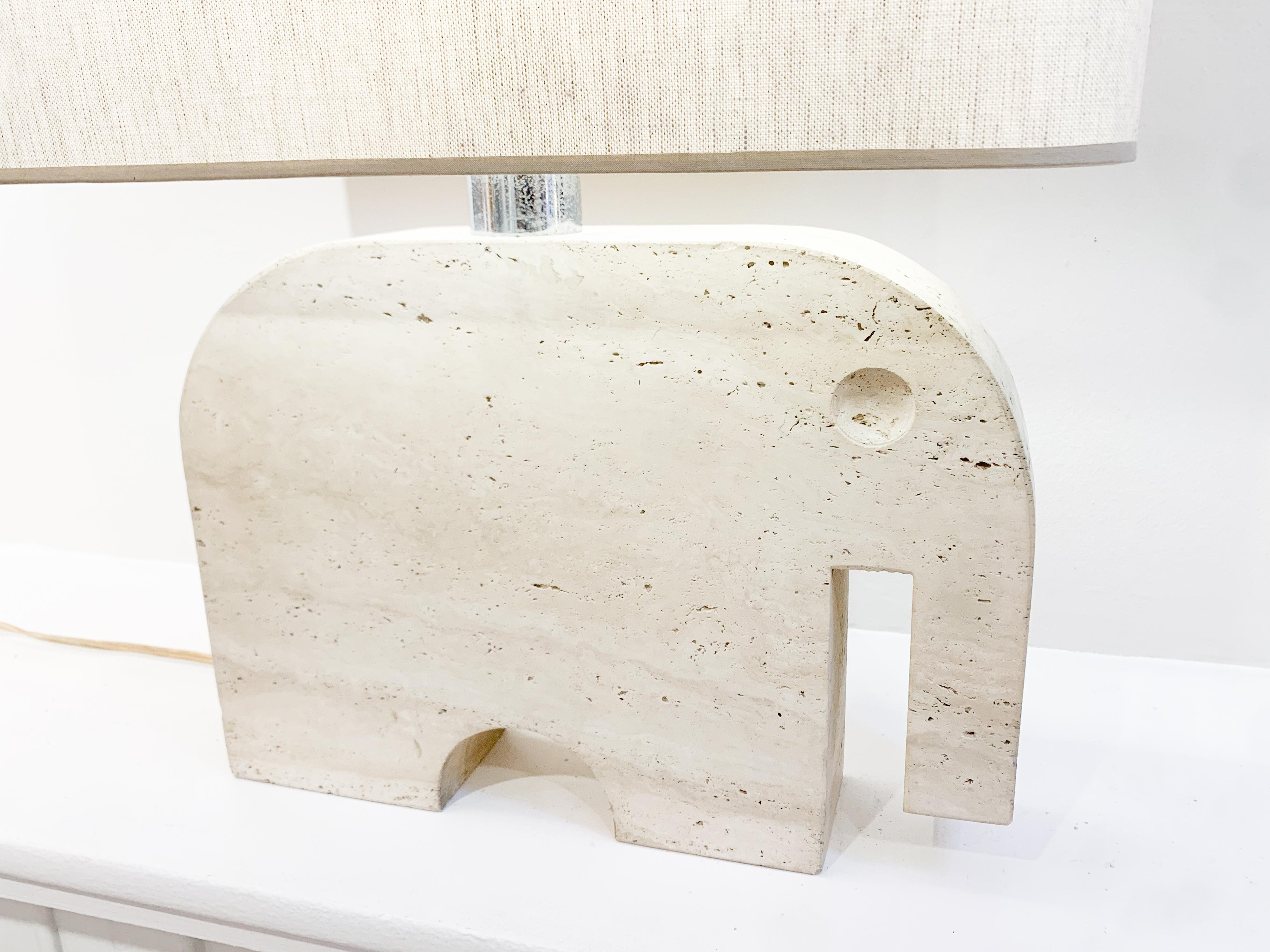 Mid-Century Travertine Elephant Table Lampe by Fratelli Mannelli for Signa For Sale 4